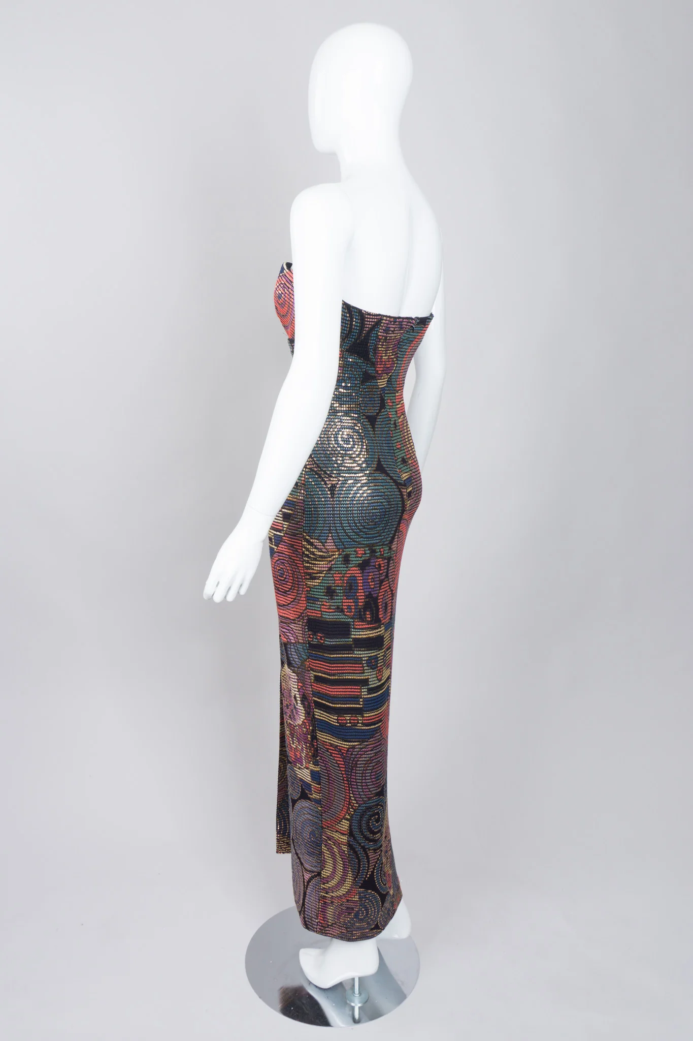 Abstract Mosaic Strapless Column Gown - Image 5