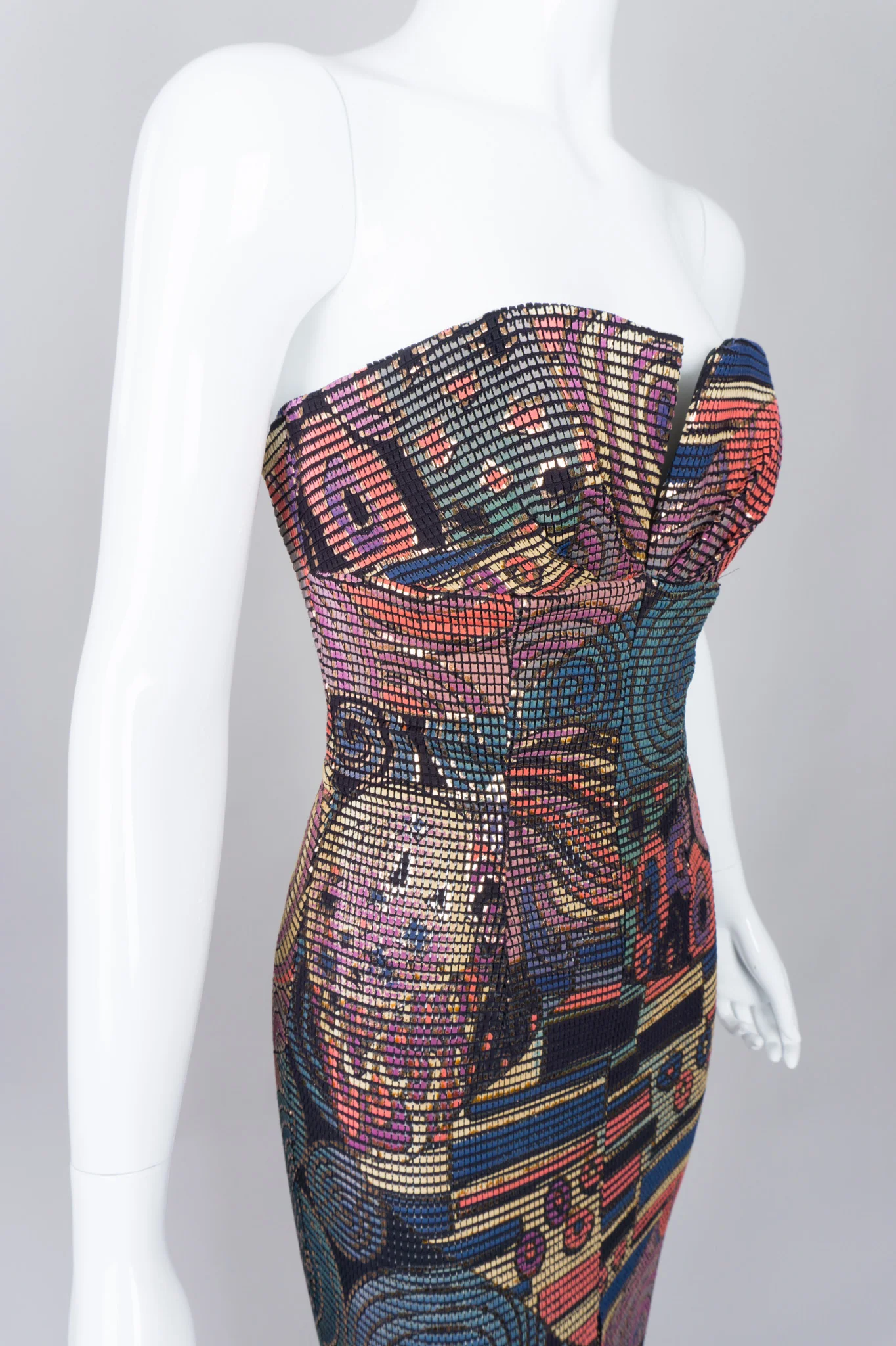 Abstract Mosaic Strapless Column Gown - Image 7