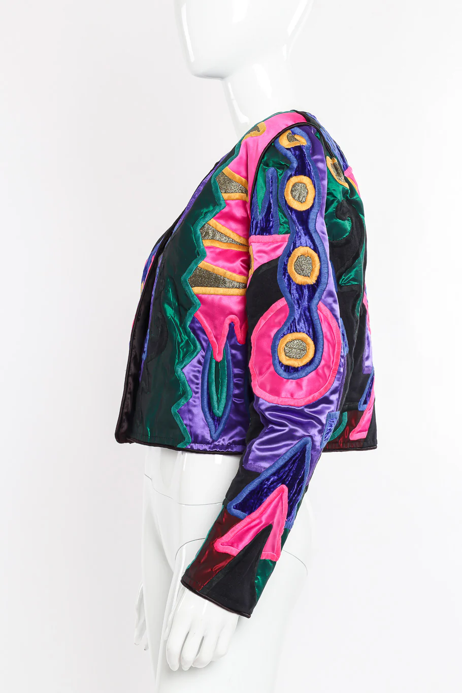 Abstract Patchwork Cropped Jacket - Image 2