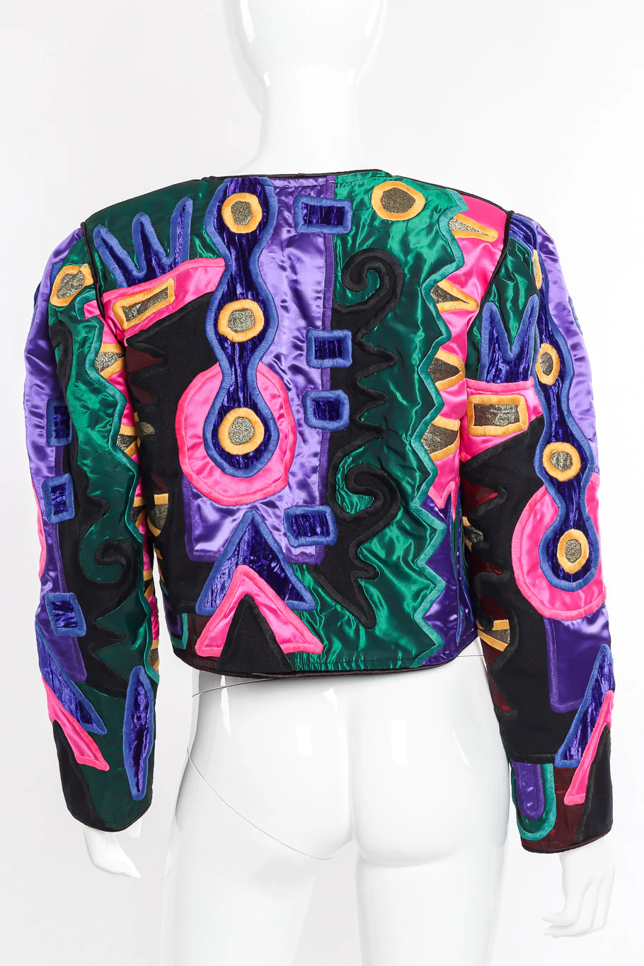 Abstract Patchwork Cropped Jacket - Image 3