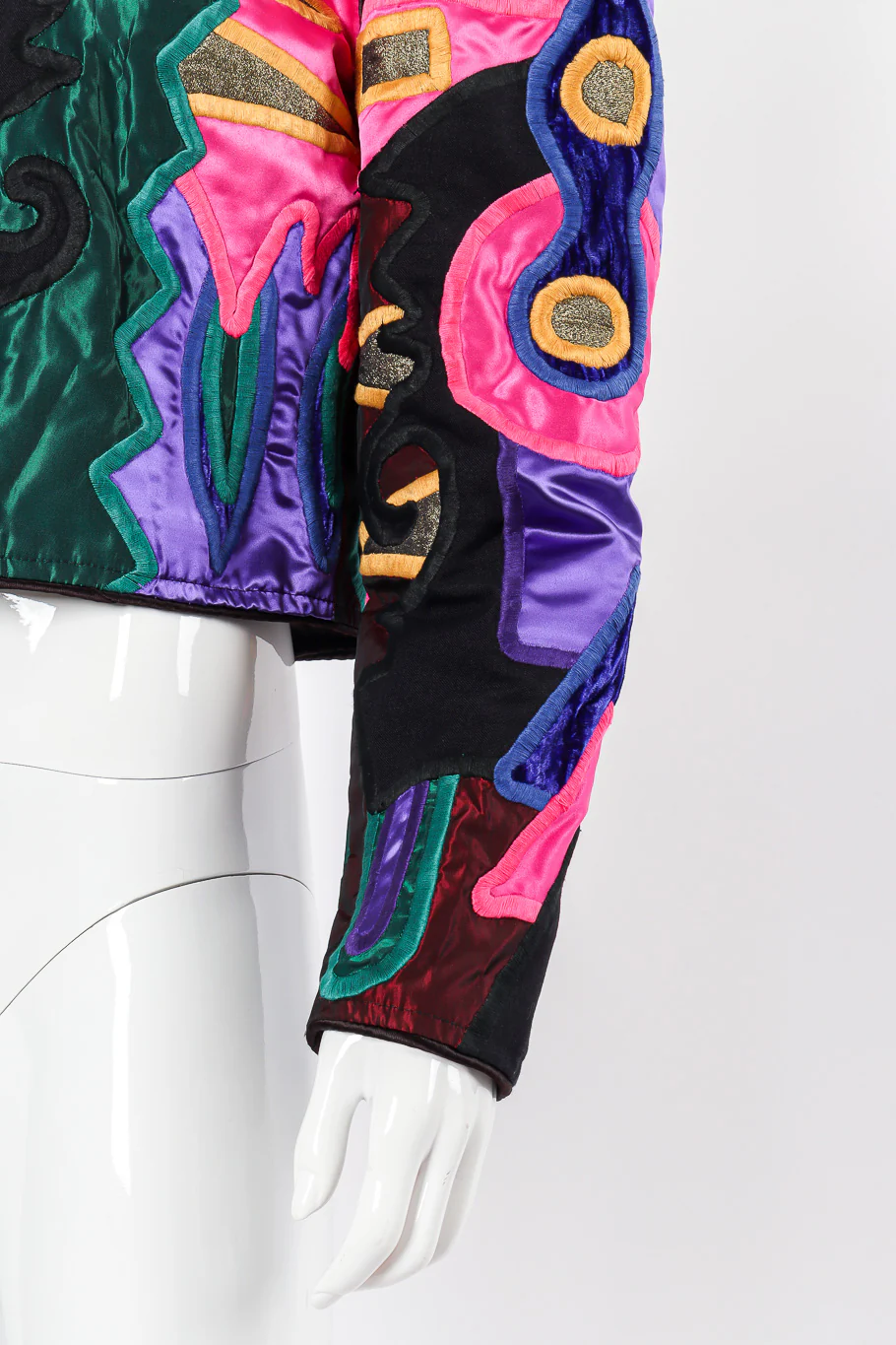 Abstract Patchwork Cropped Jacket - Image 4