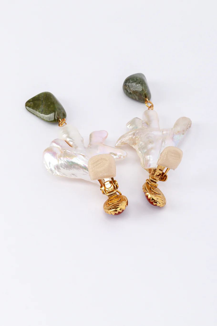 Abstract Pearl & Stone Drop Earrings - Image 4