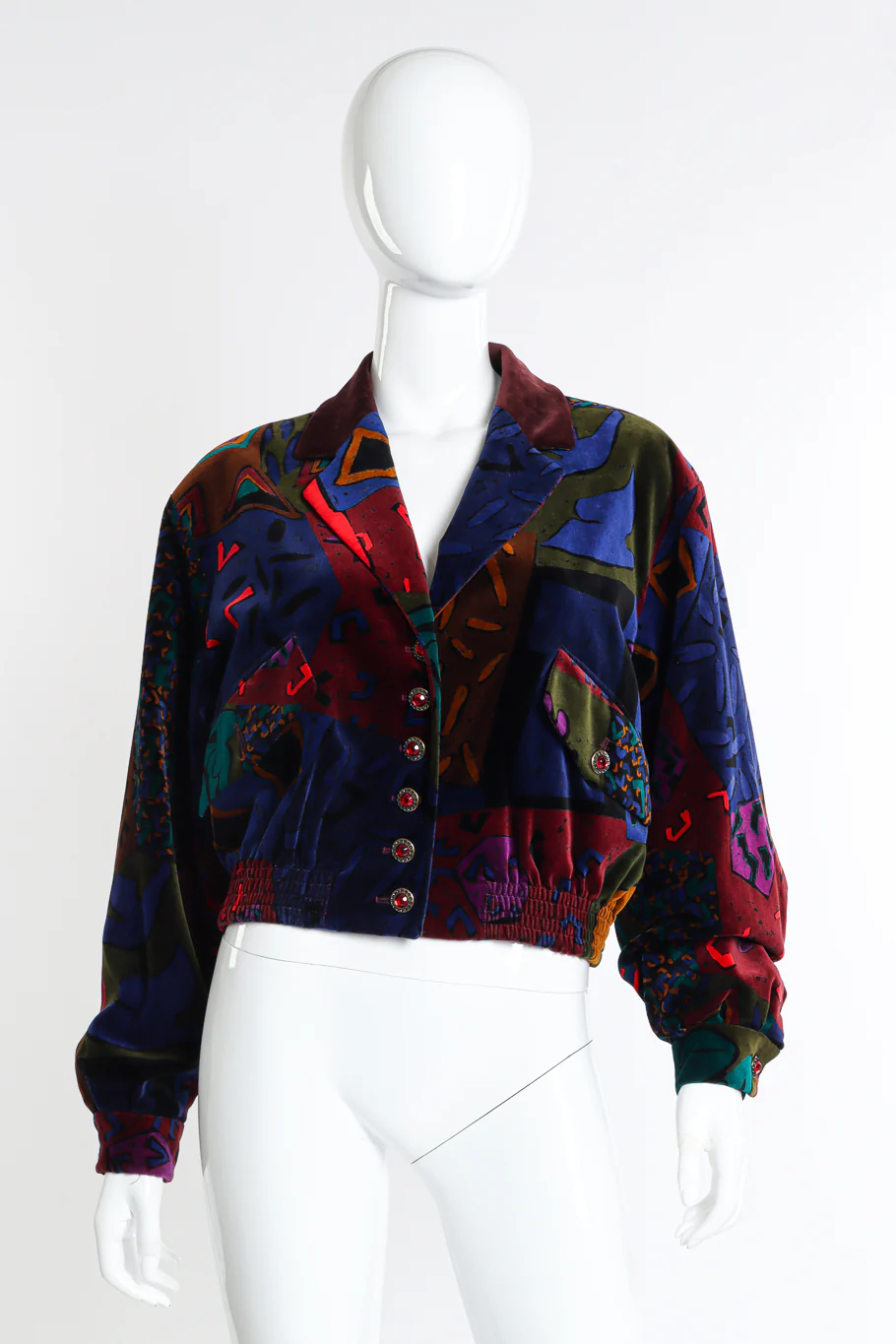 Abstract Print Velvet Jacket