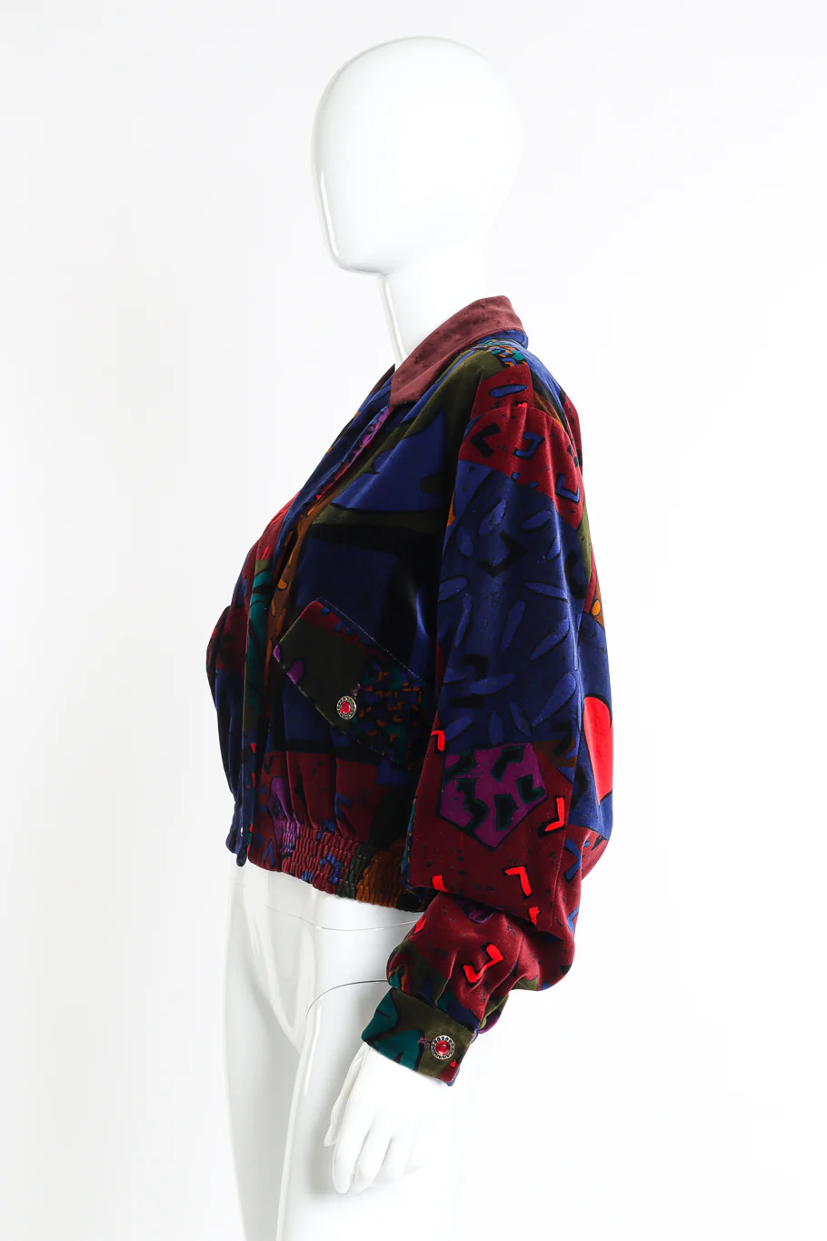 Abstract Print Velvet Jacket - Image 2