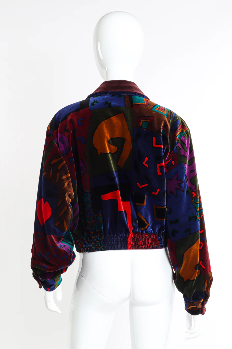 Abstract Print Velvet Jacket - Image 3