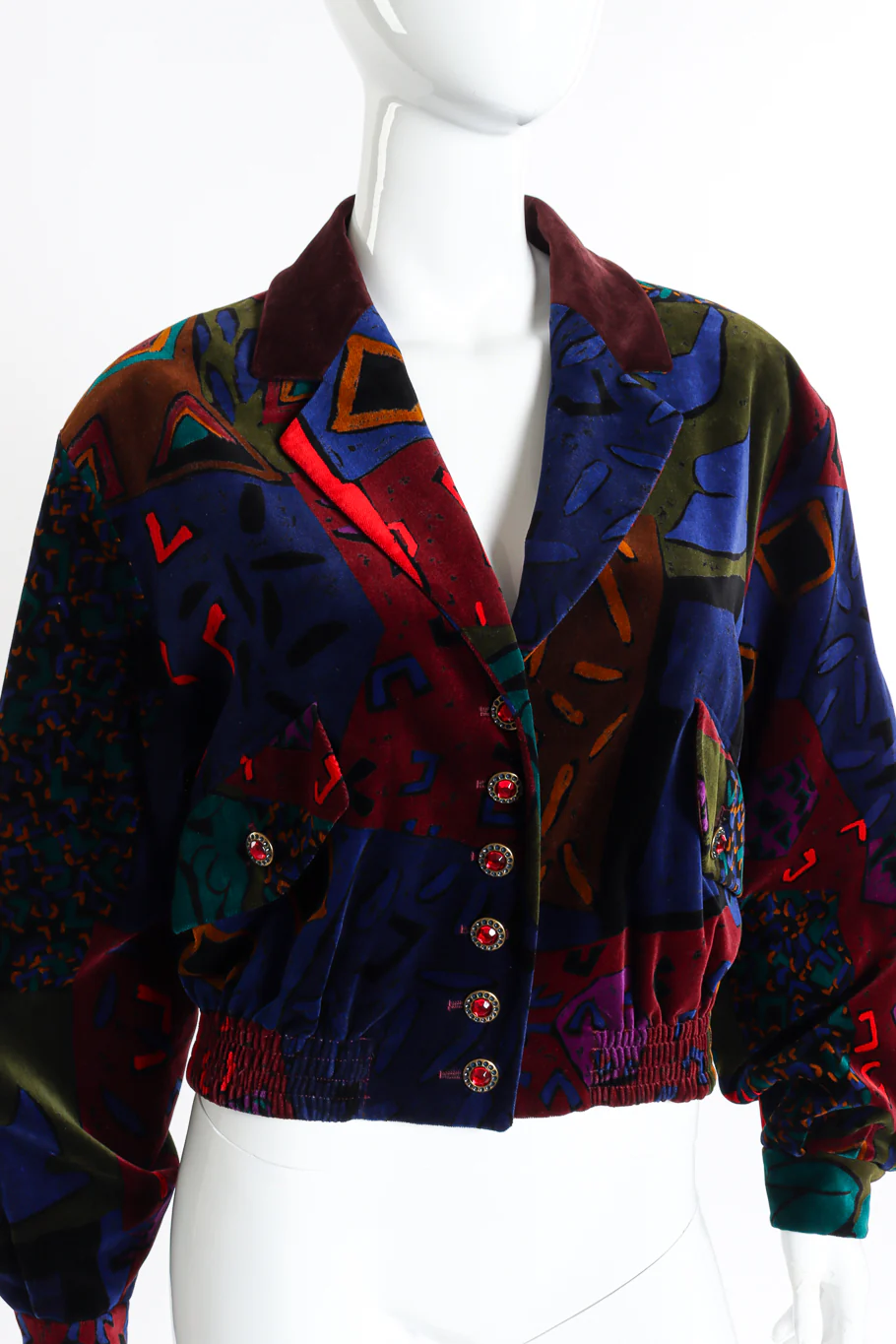 Abstract Print Velvet Jacket - Image 4