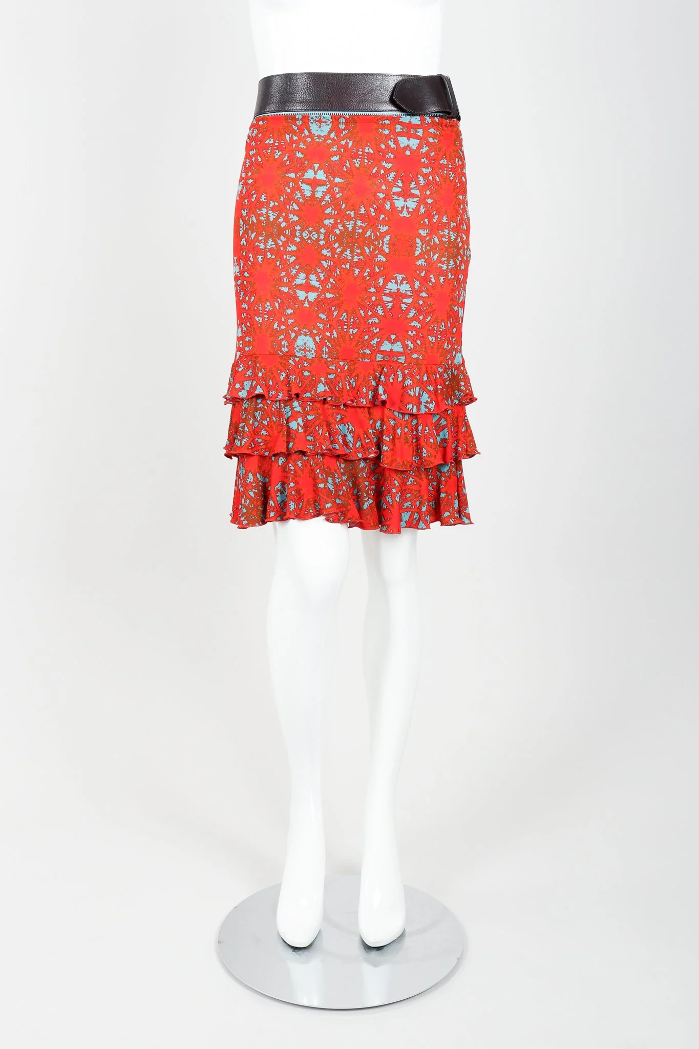 Belted Ruffle Print Skirt - Image 3