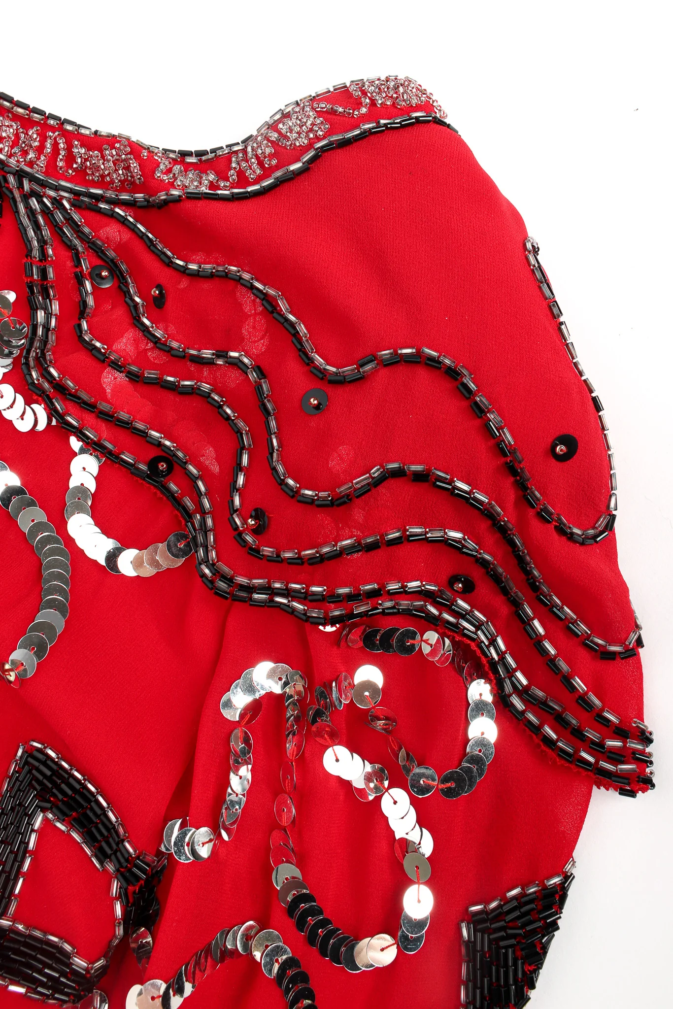 Abstract Sequin Bead Shift Dress - Image 6