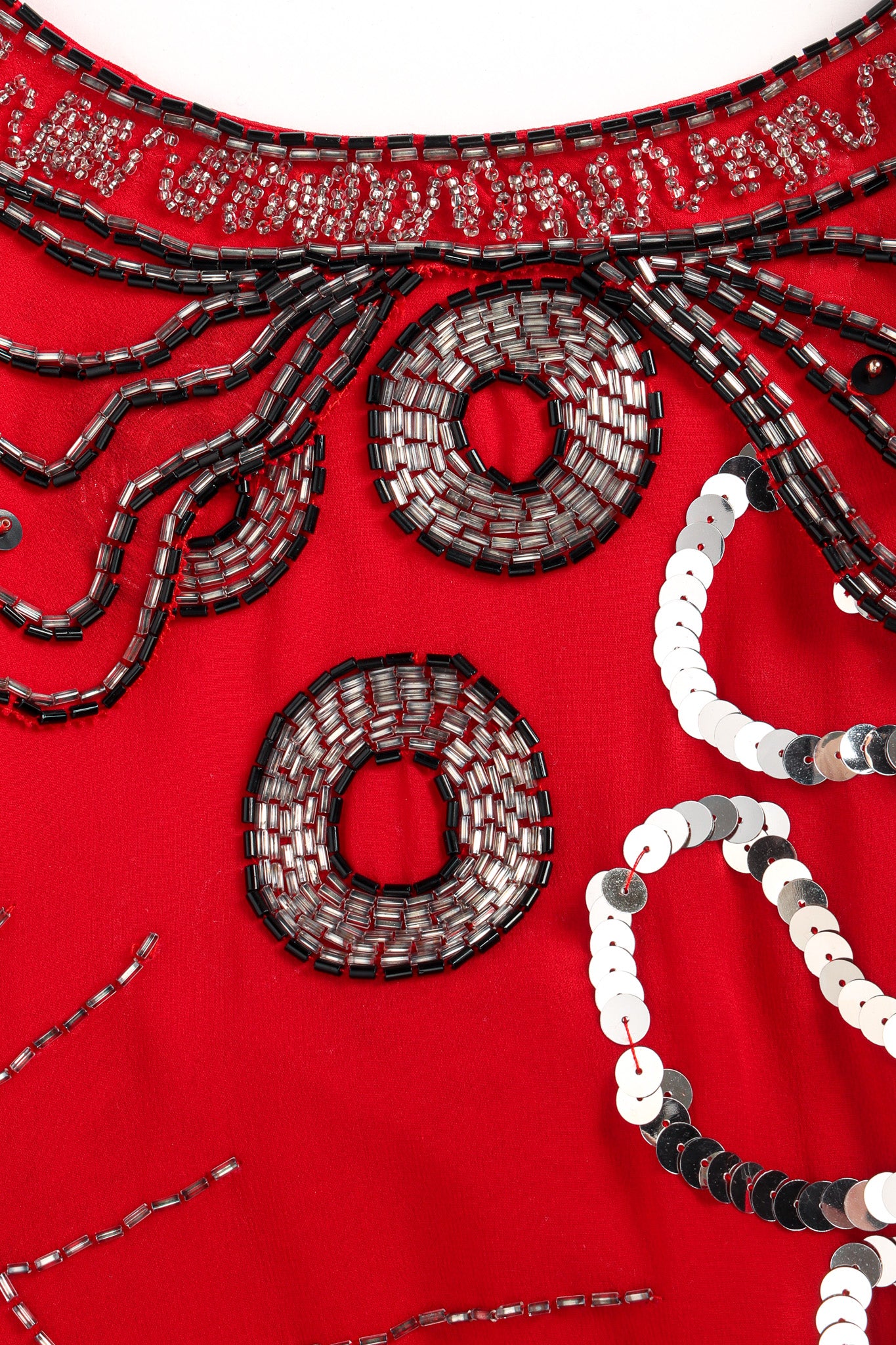 Abstract Sequin Bead Shift Dress - Image 7