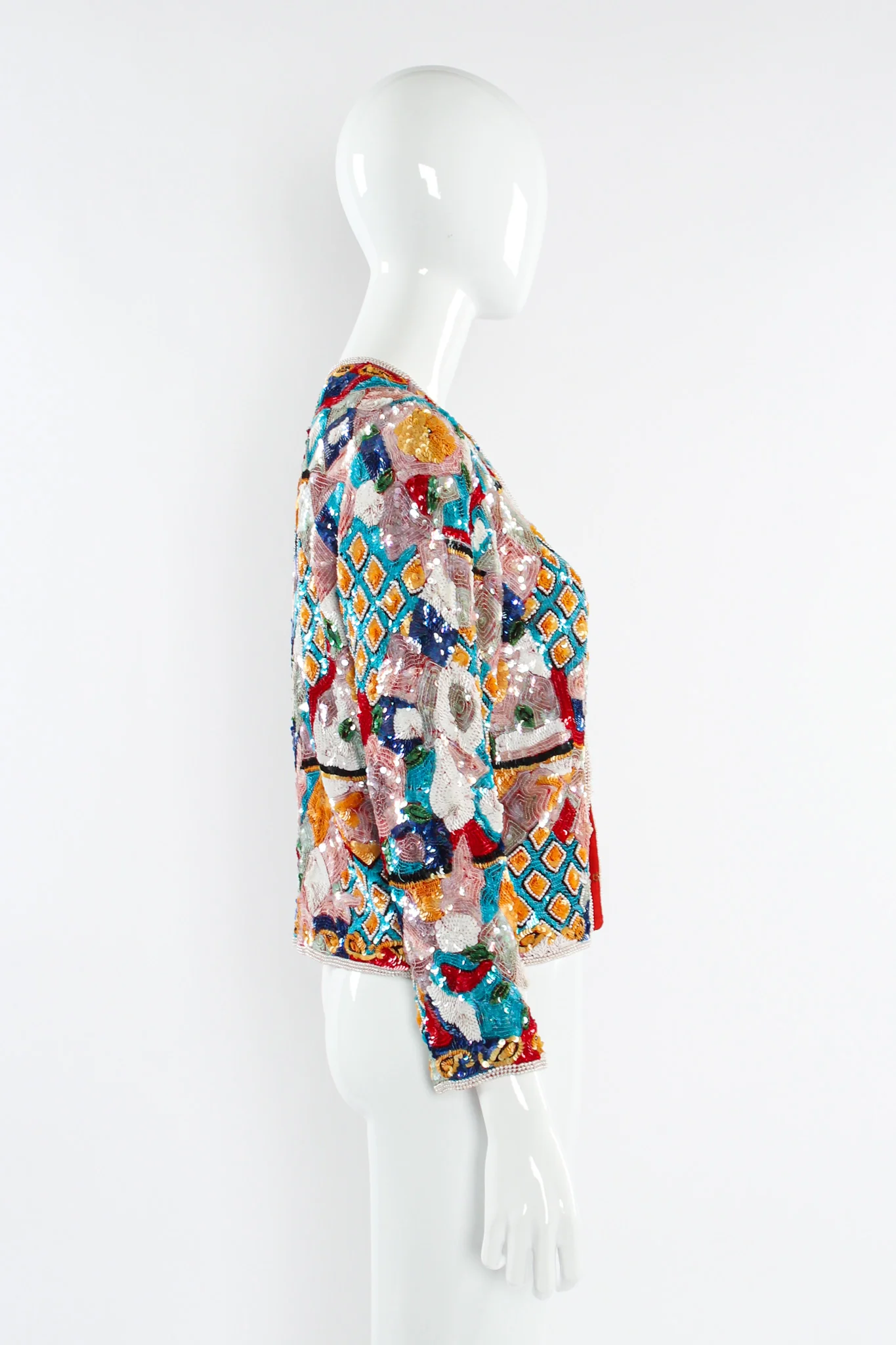 Abstract Sequin & Pearl Bead Jacket - Image 4
