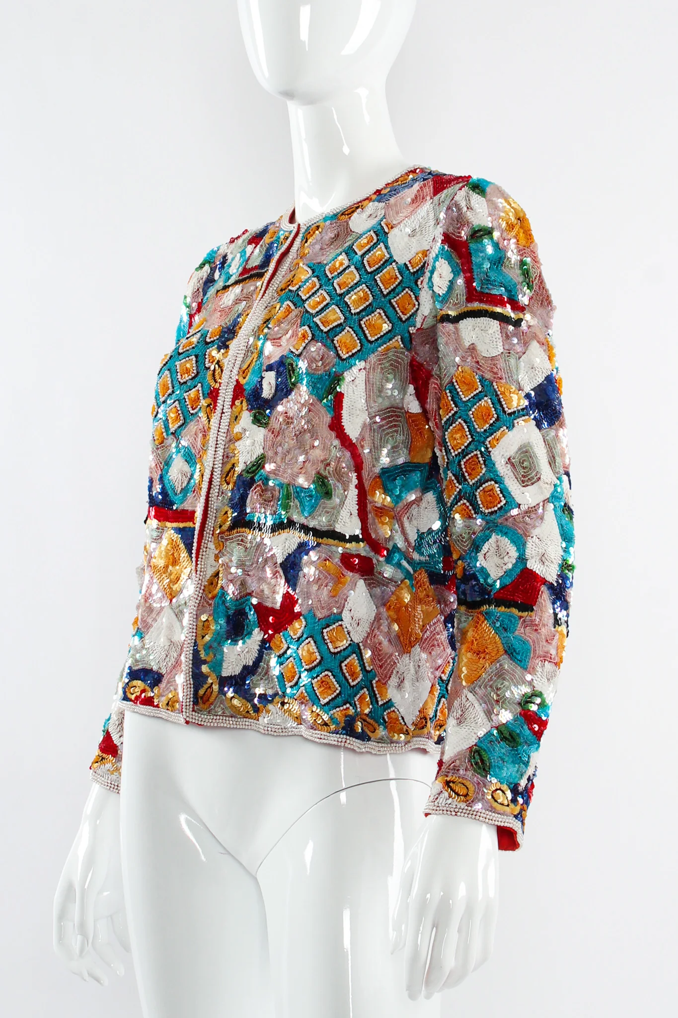 Abstract Sequin & Pearl Bead Jacket - Image 5