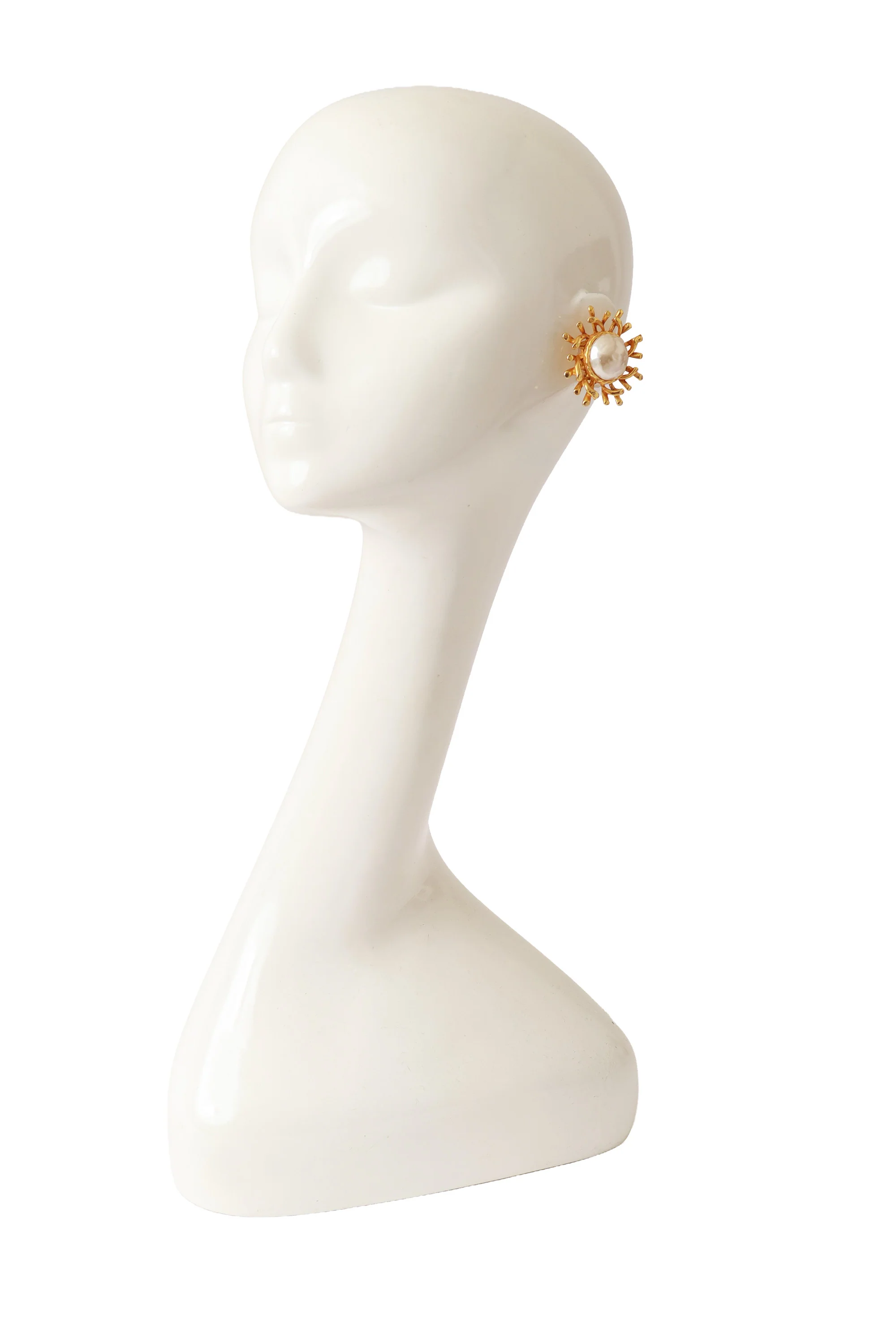 Abstract Sun Pearl Button Earrings - Image 2