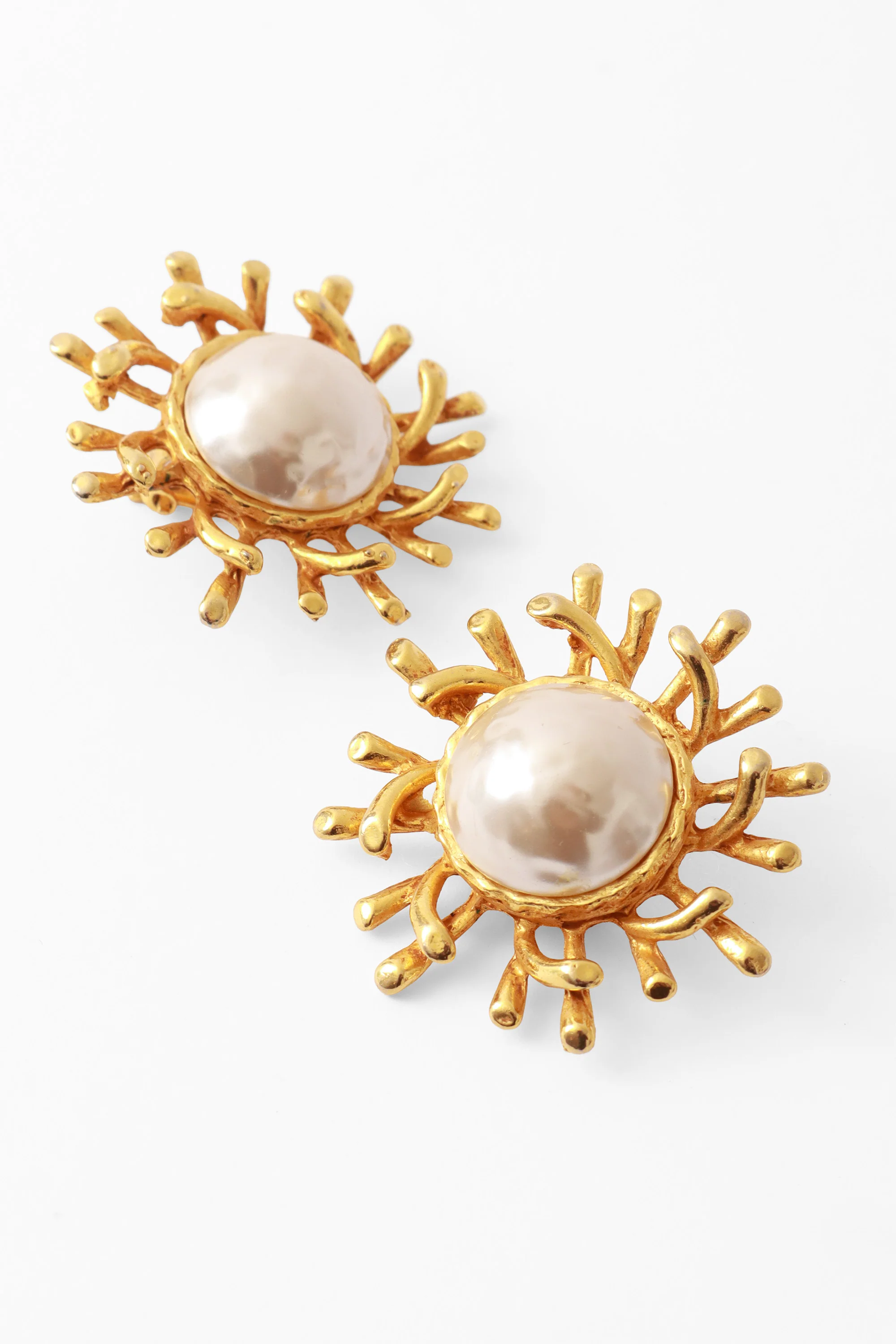 Abstract Sun Pearl Button Earrings - Image 3