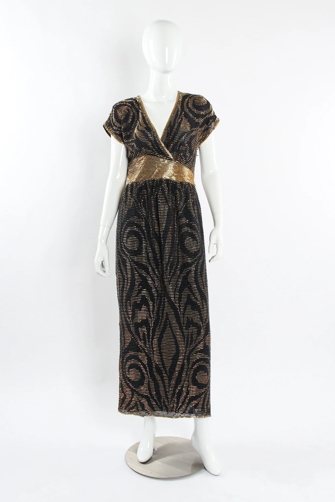 Abstract Swirl Beaded Silk Dress
