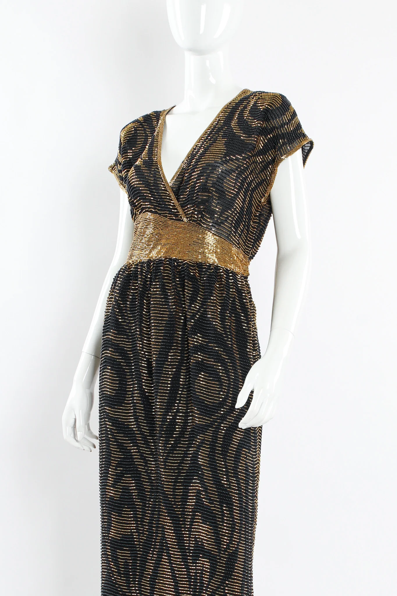 Abstract Swirl Beaded Silk Dress - Image 2