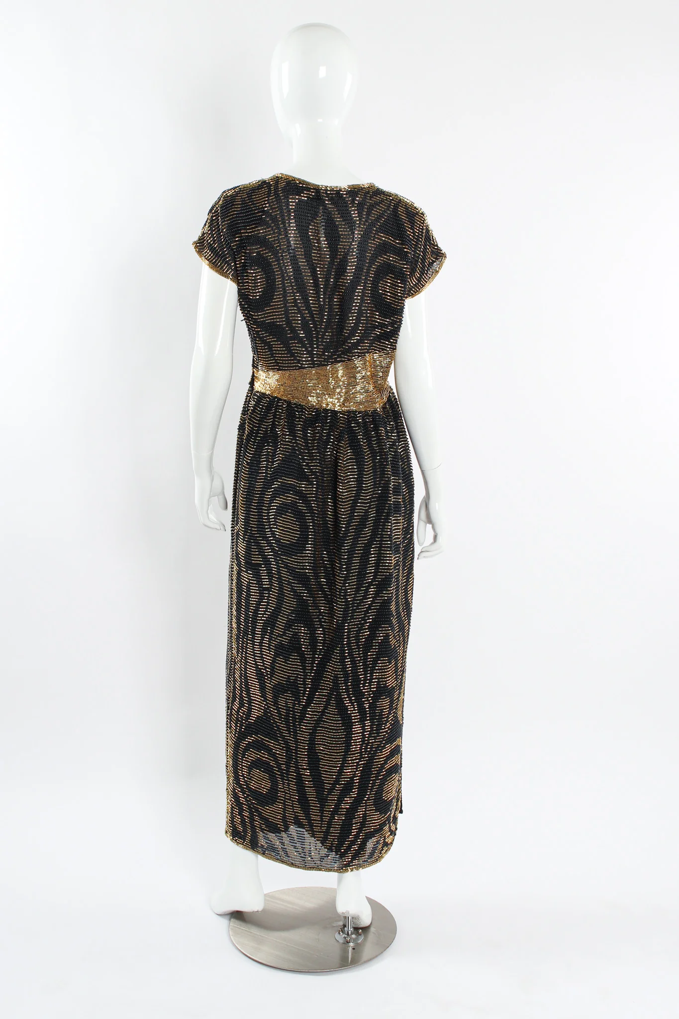 Abstract Swirl Beaded Silk Dress - Image 3