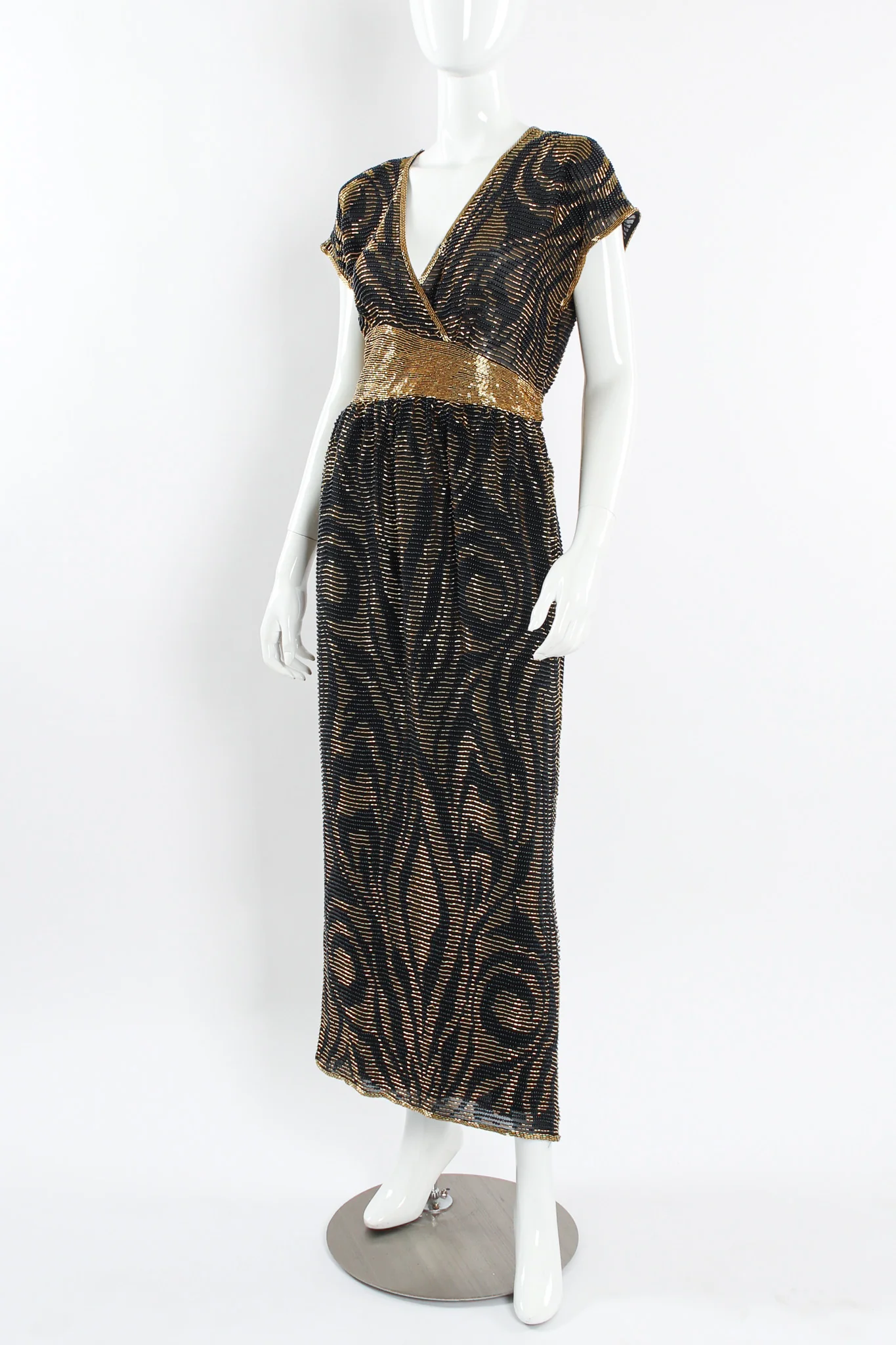 Abstract Swirl Beaded Silk Dress - Image 5