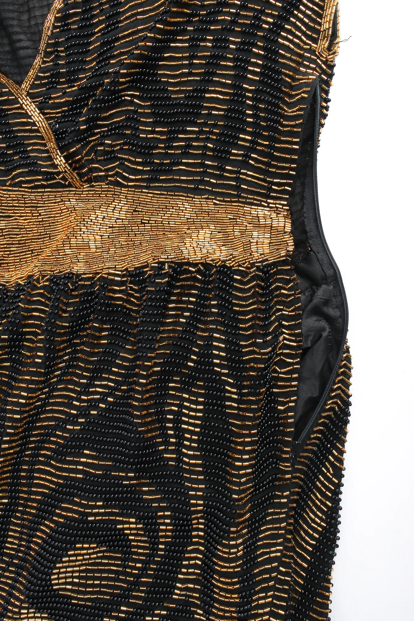 Abstract Swirl Beaded Silk Dress - Image 7