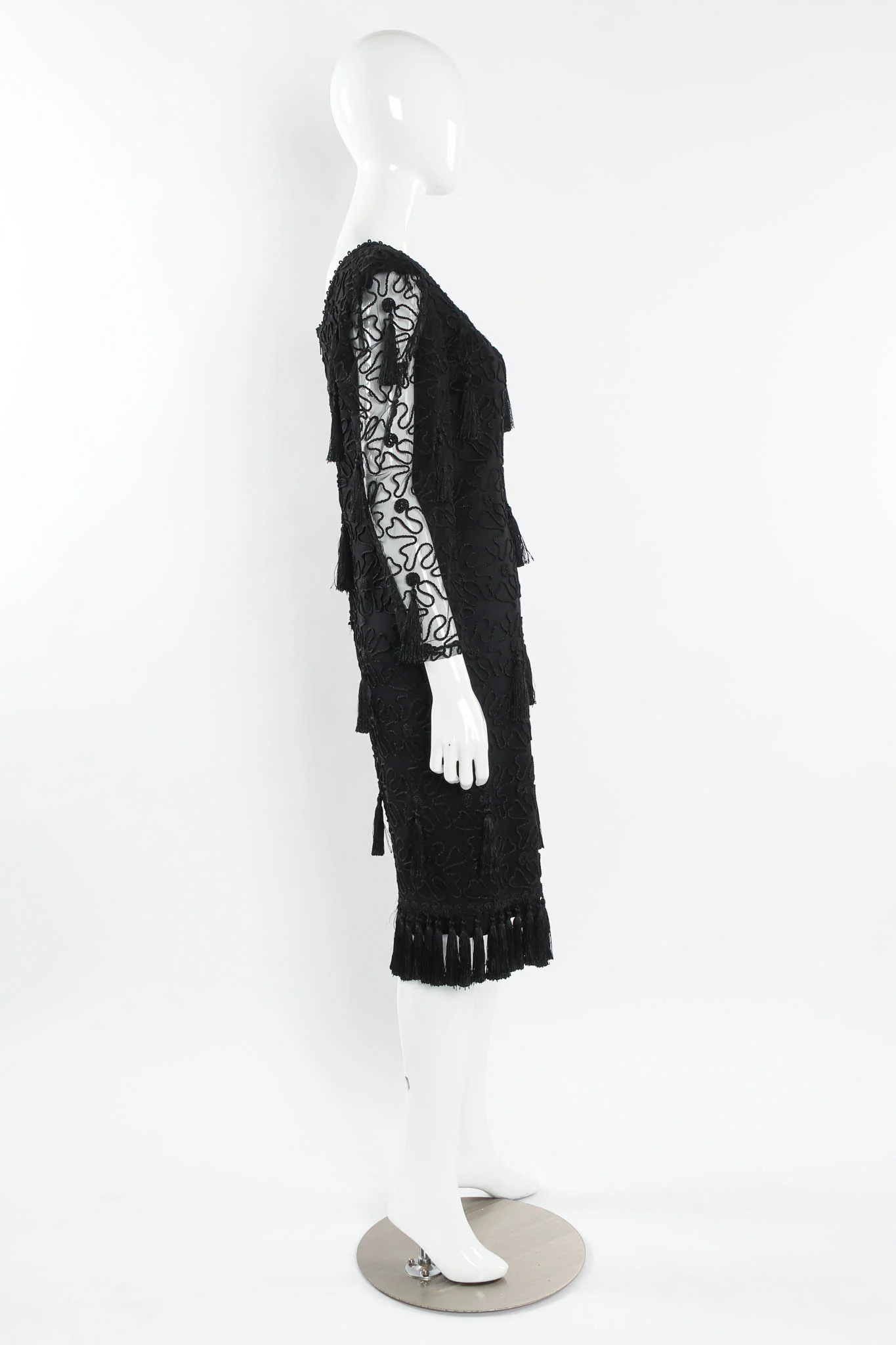Abstract Embroidered Tassel Dress - Image 4