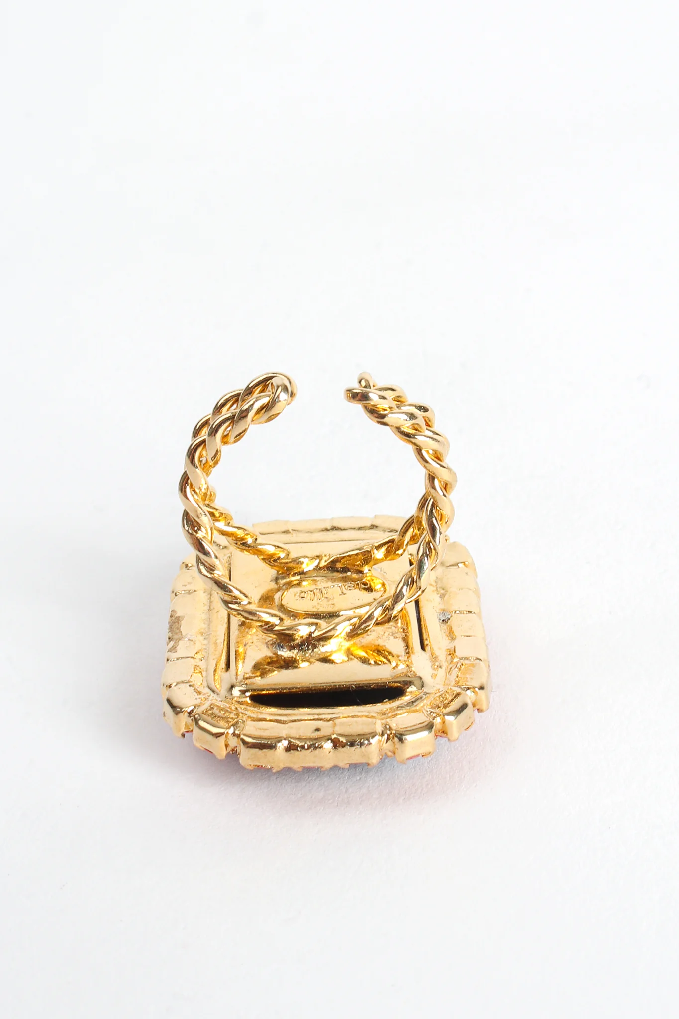 Agate Cabochon Rhinestone Cocktail Ring - Image 2