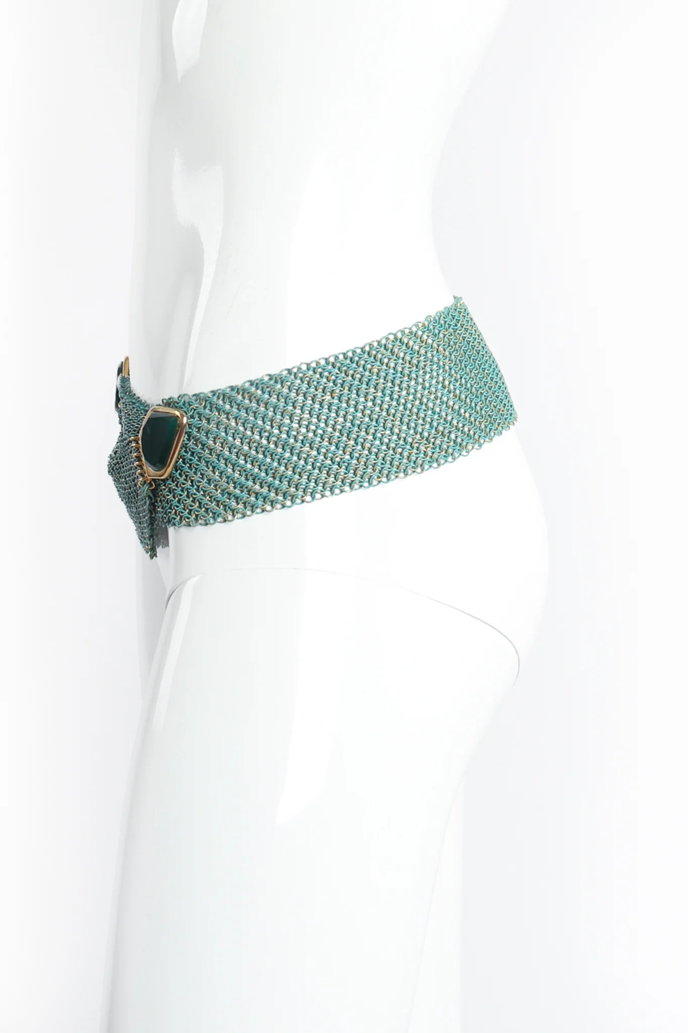 Metal Mesh Crossover Glass Buckle Belt - Image 3