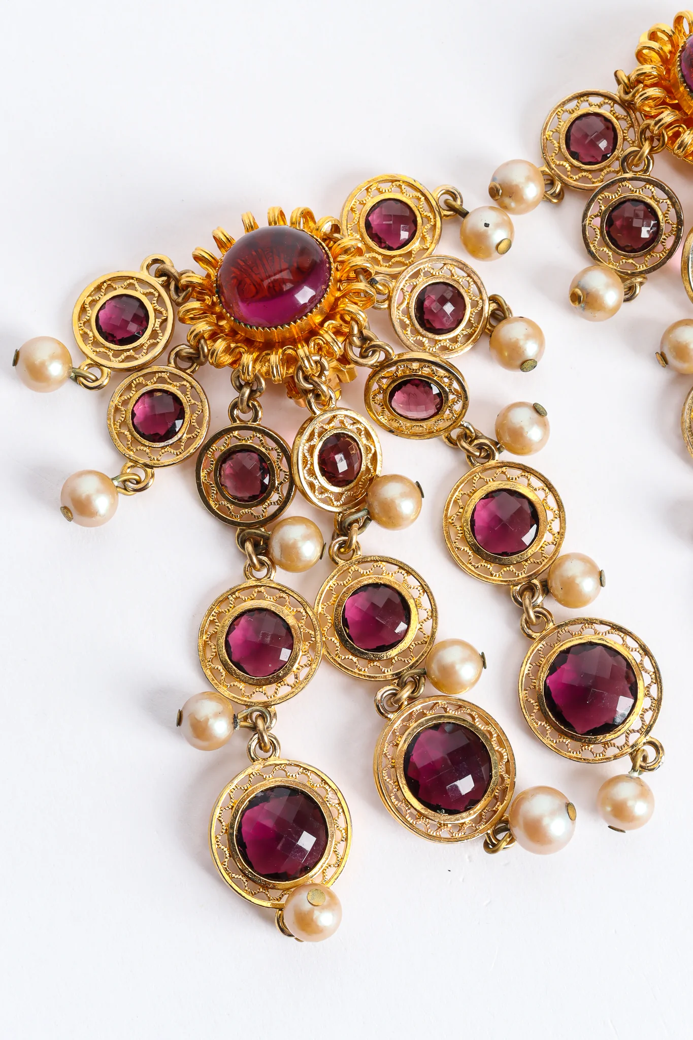 Amethyst Pearl Chandelier Earrings - Image 5