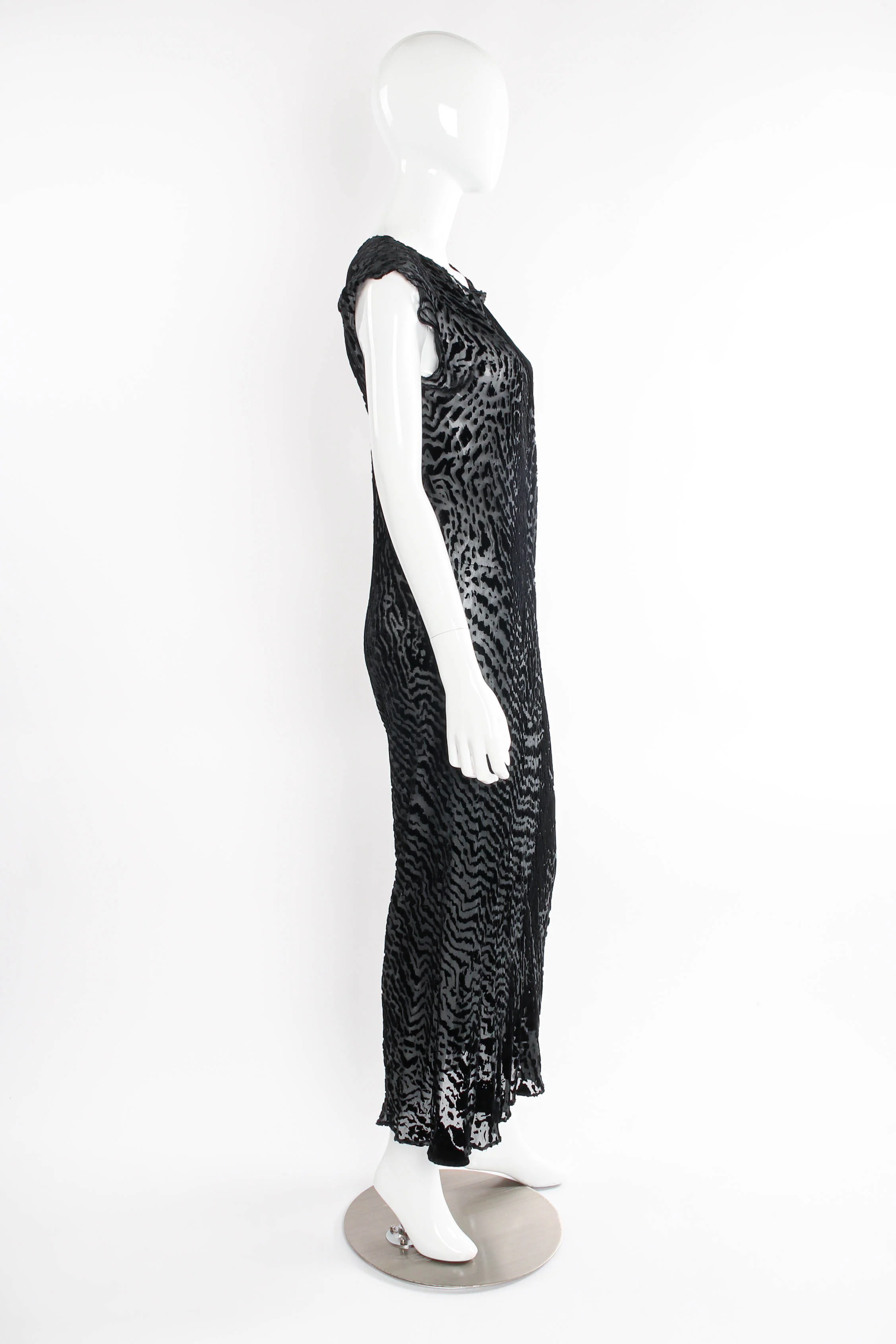 Animal Print Silk Velvet Burnout Dress - Image 3