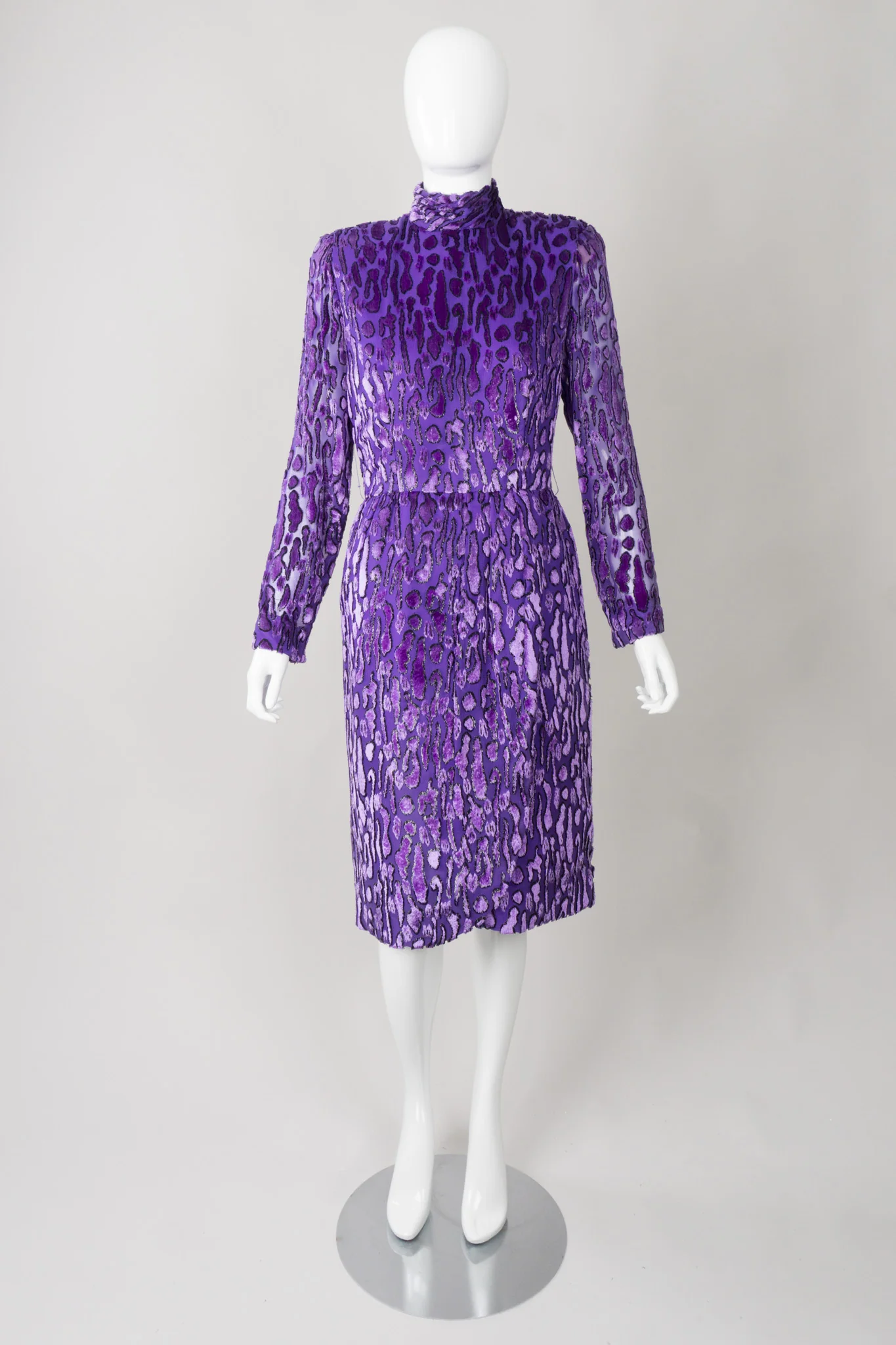 Animal Print Silk Velvet Burnout Dress - Image 8