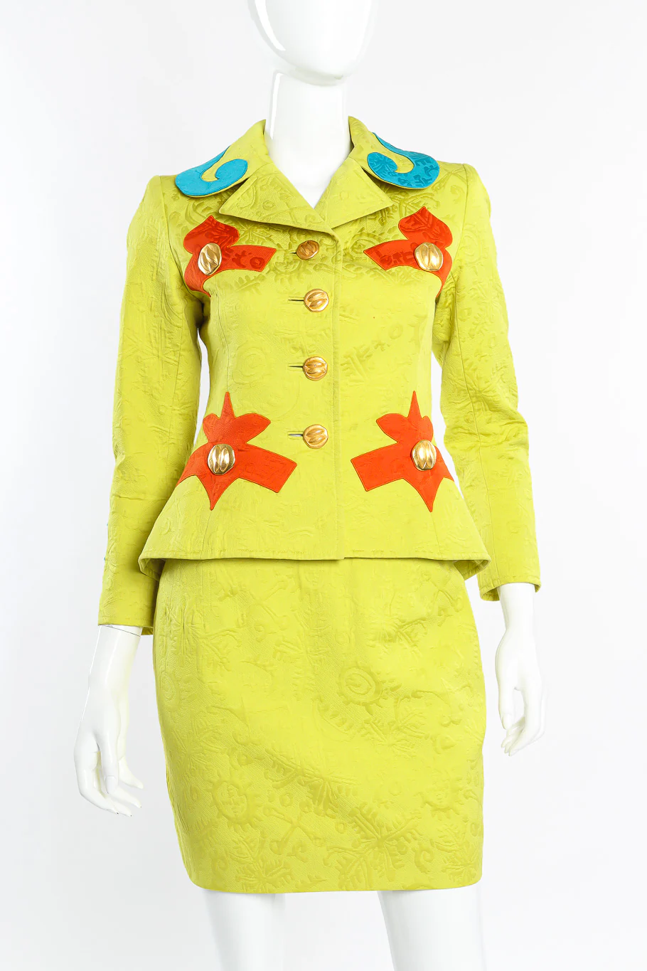 Appliqué Peplum Jacket & Skirt Set