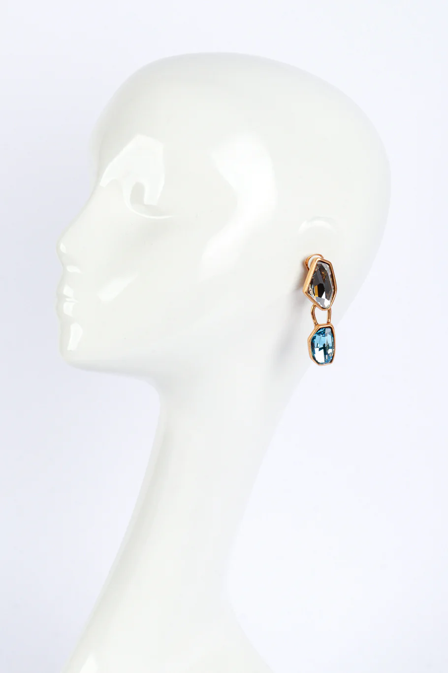 Aqua Color Block Geo Gem Drop Earrings - Image 2