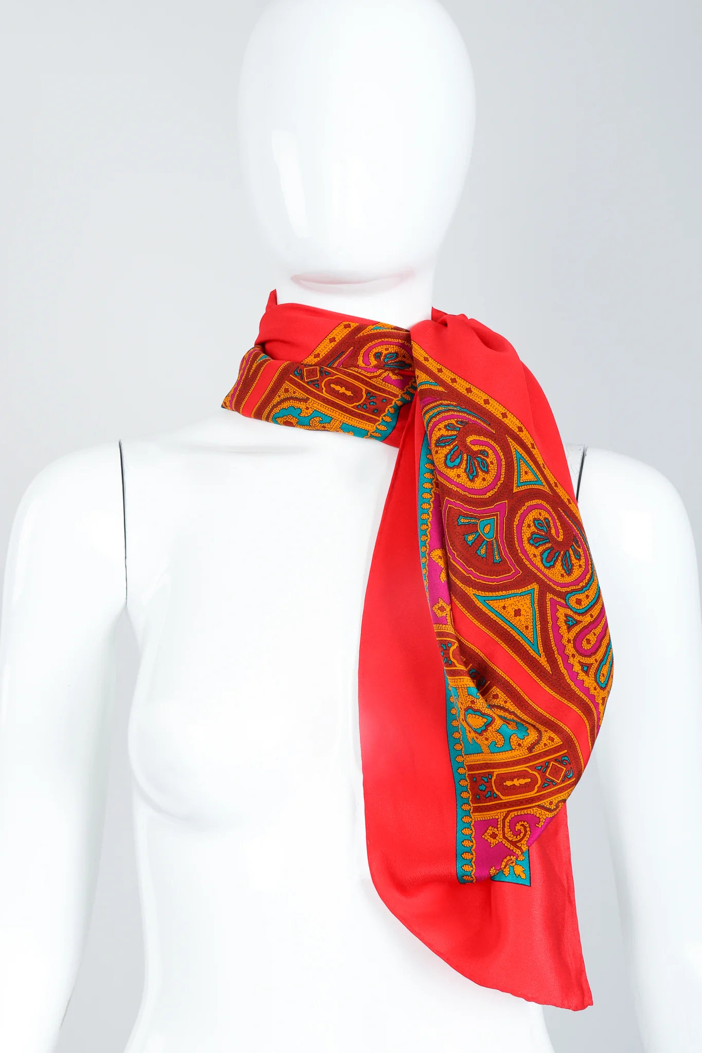 Arabesque Border Crepe Scarf - Image 3
