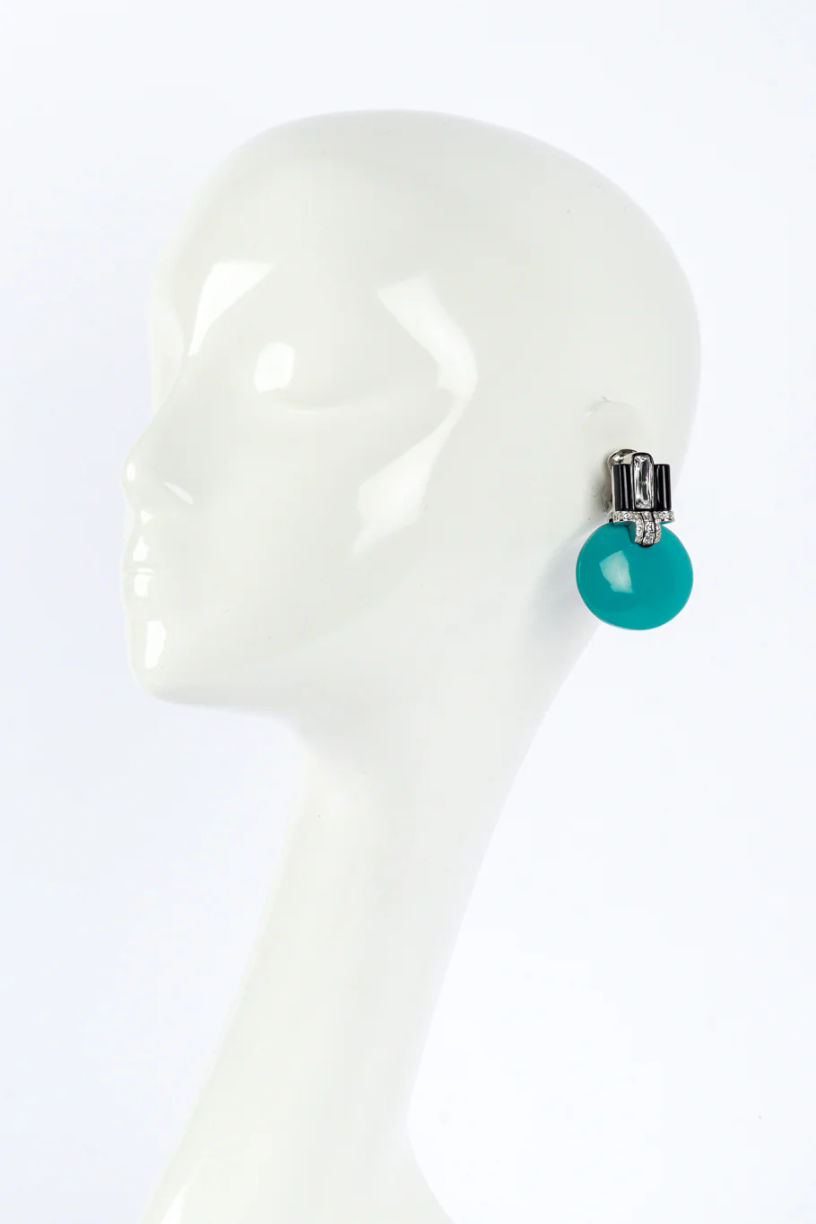 Art Deco Disc Crystal Earrings - Image 2