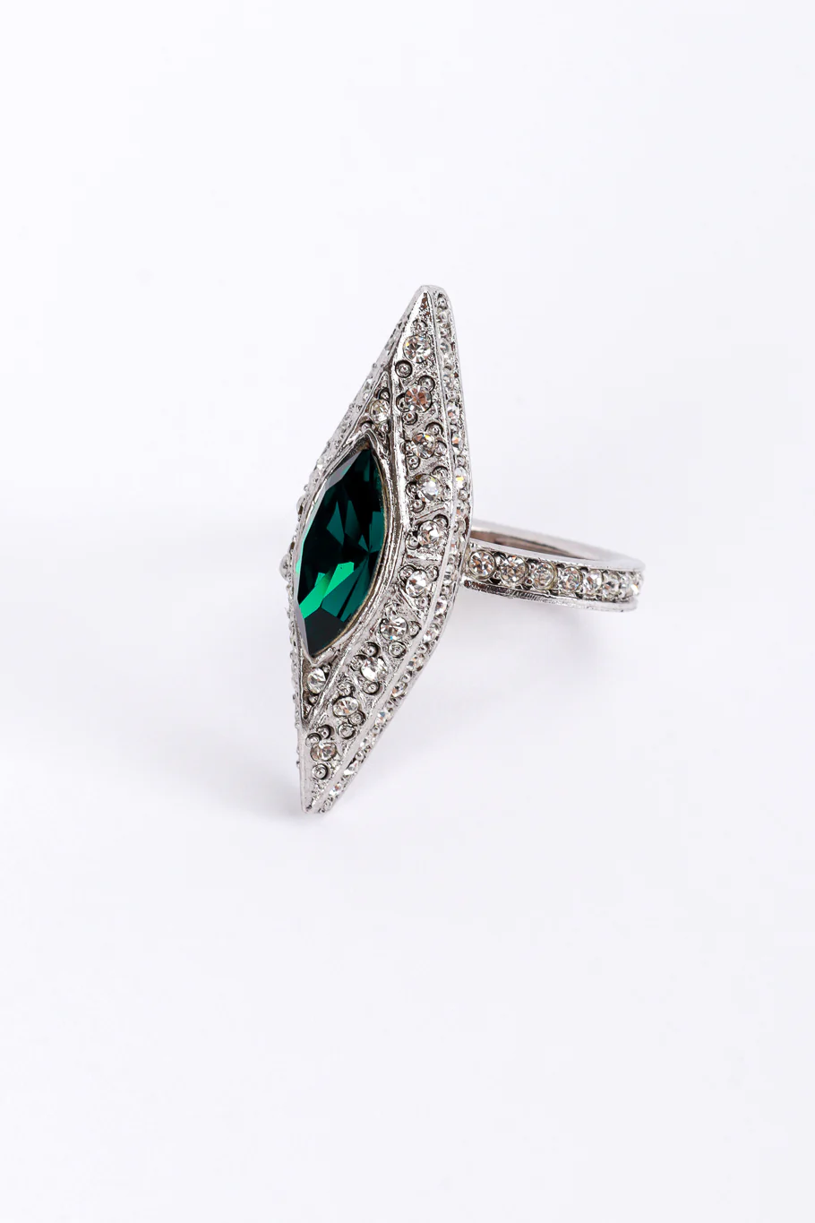 Art Deco Navette Crystal Cocktail Ring - Image 3