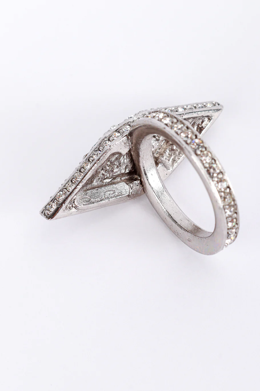 Art Deco Navette Crystal Cocktail Ring - Image 5