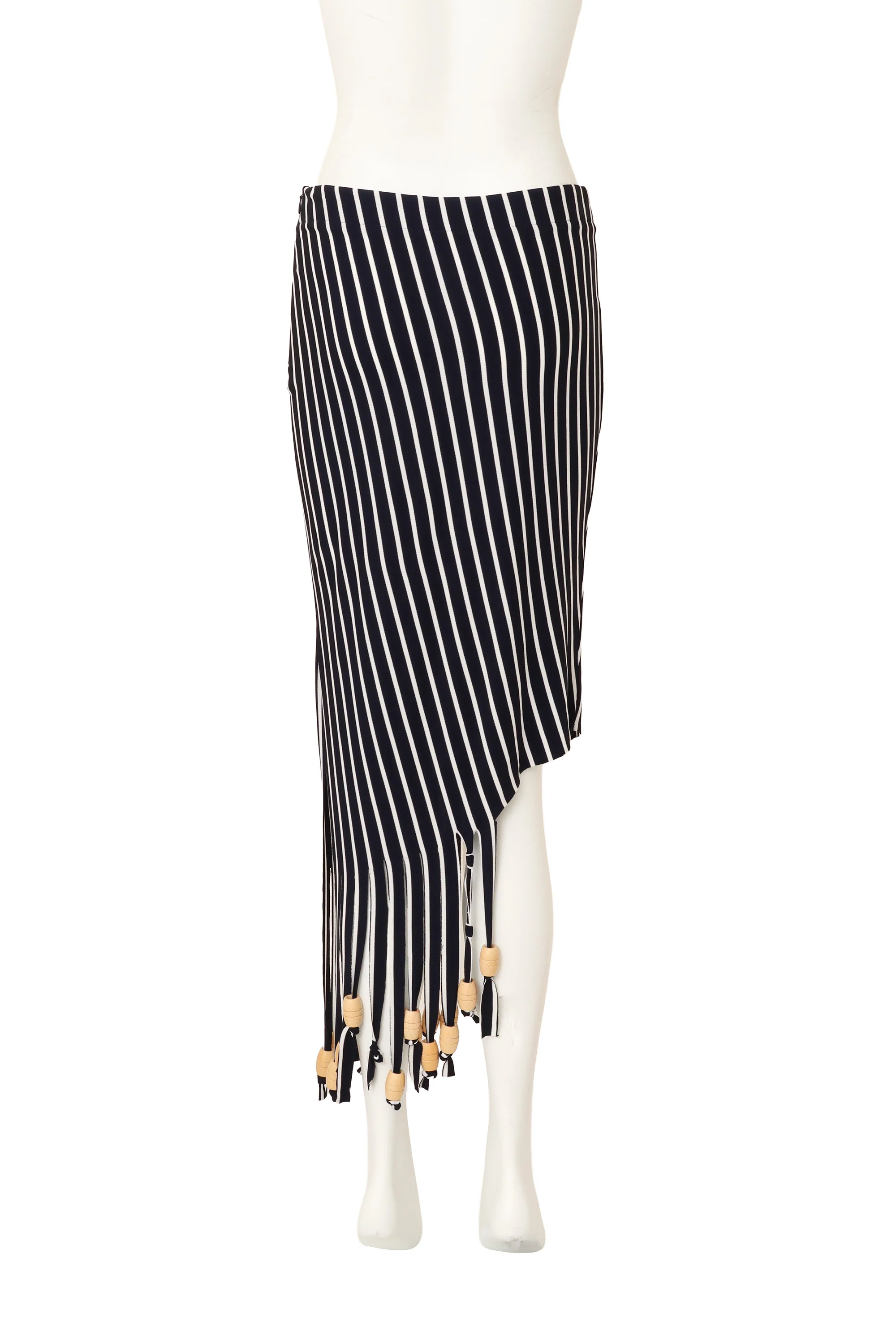Asymmetrical Wood Bead Fringe Skirt - Image 4