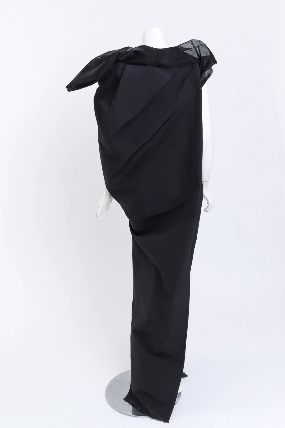 Asymmetric Sculpted Nylon Mesh Dress - Image 3