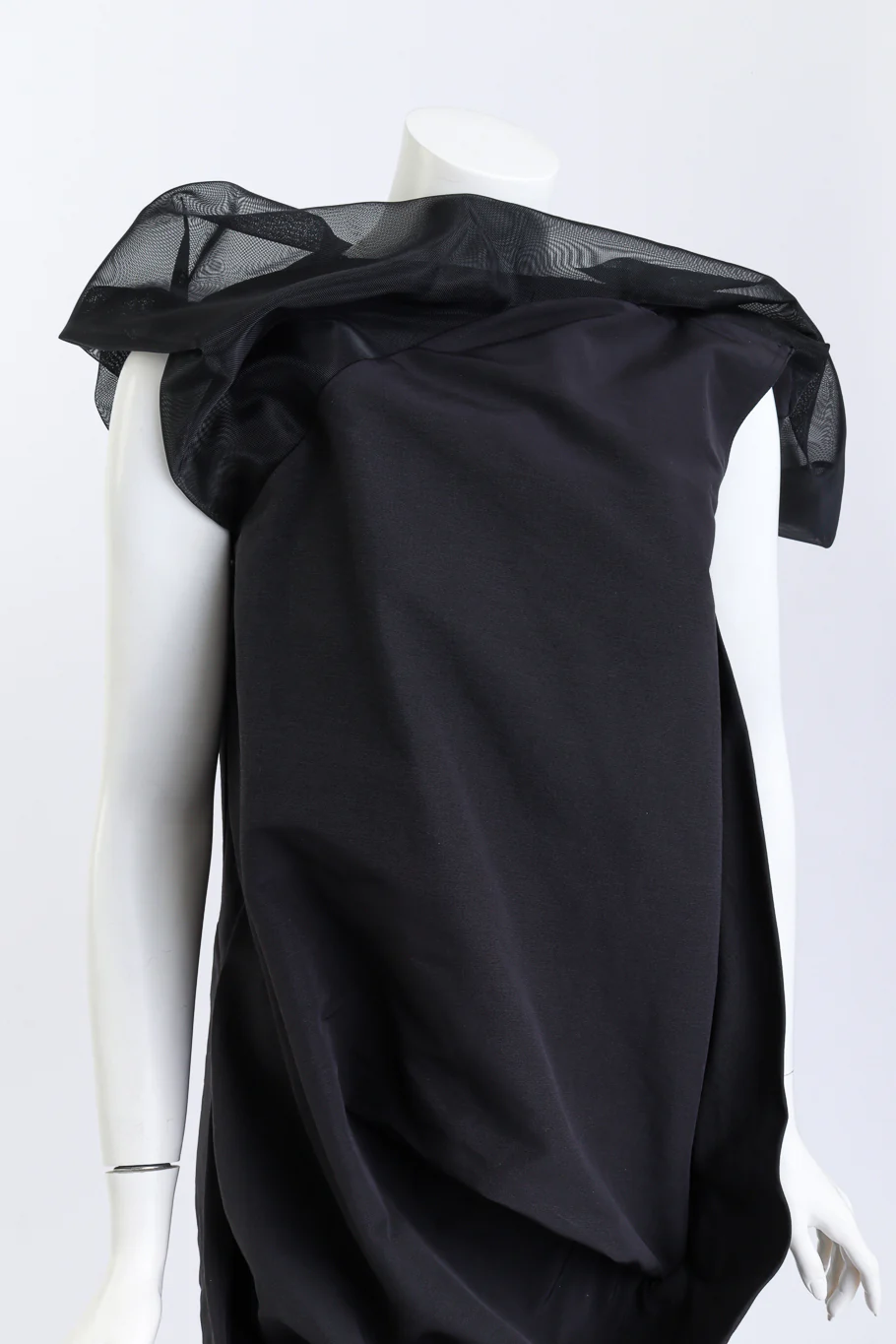 Asymmetric Sculpted Nylon Mesh Dress - Image 4