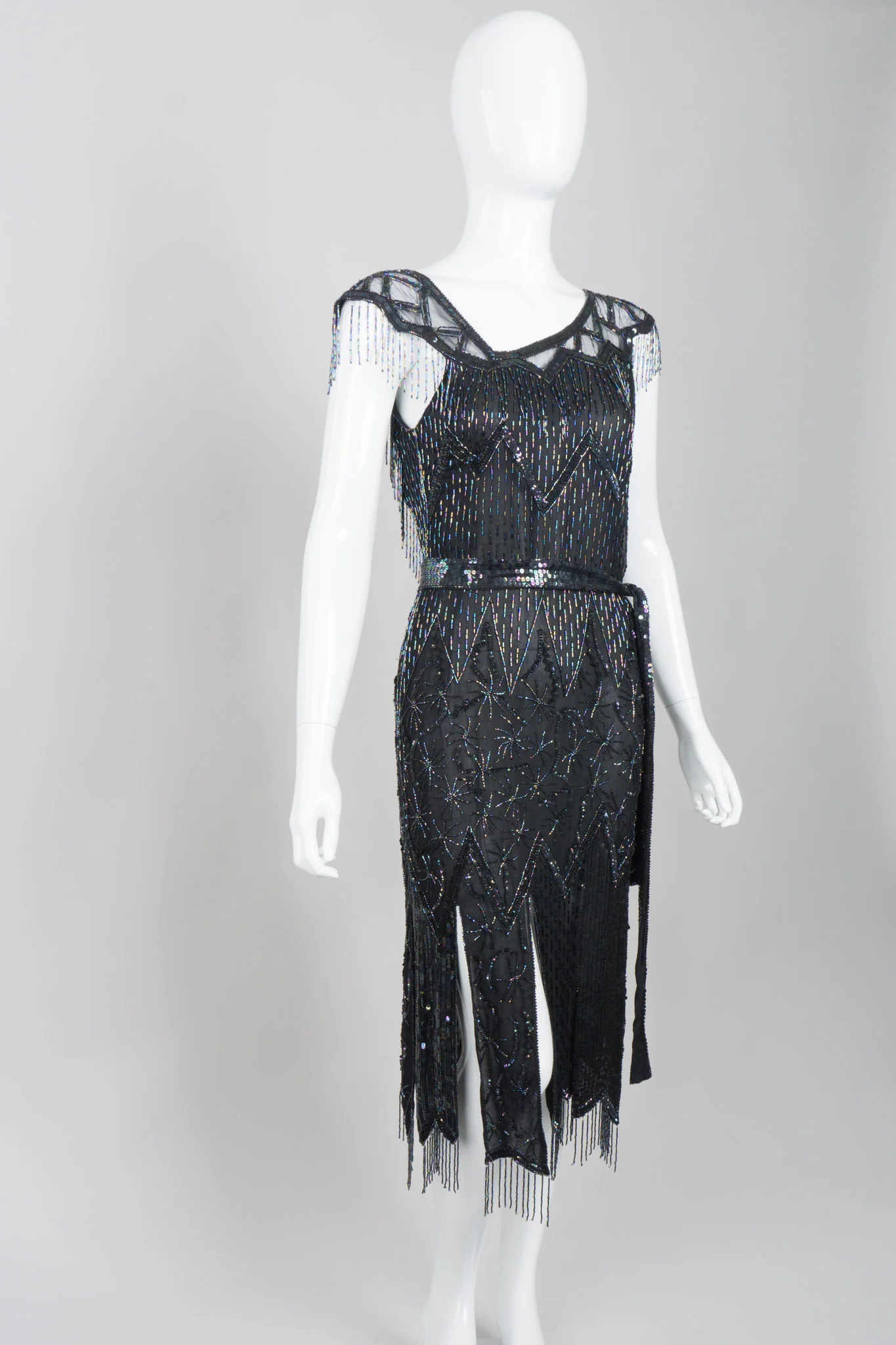 Asymmetrical Beaded Fringe Dress - Image 12