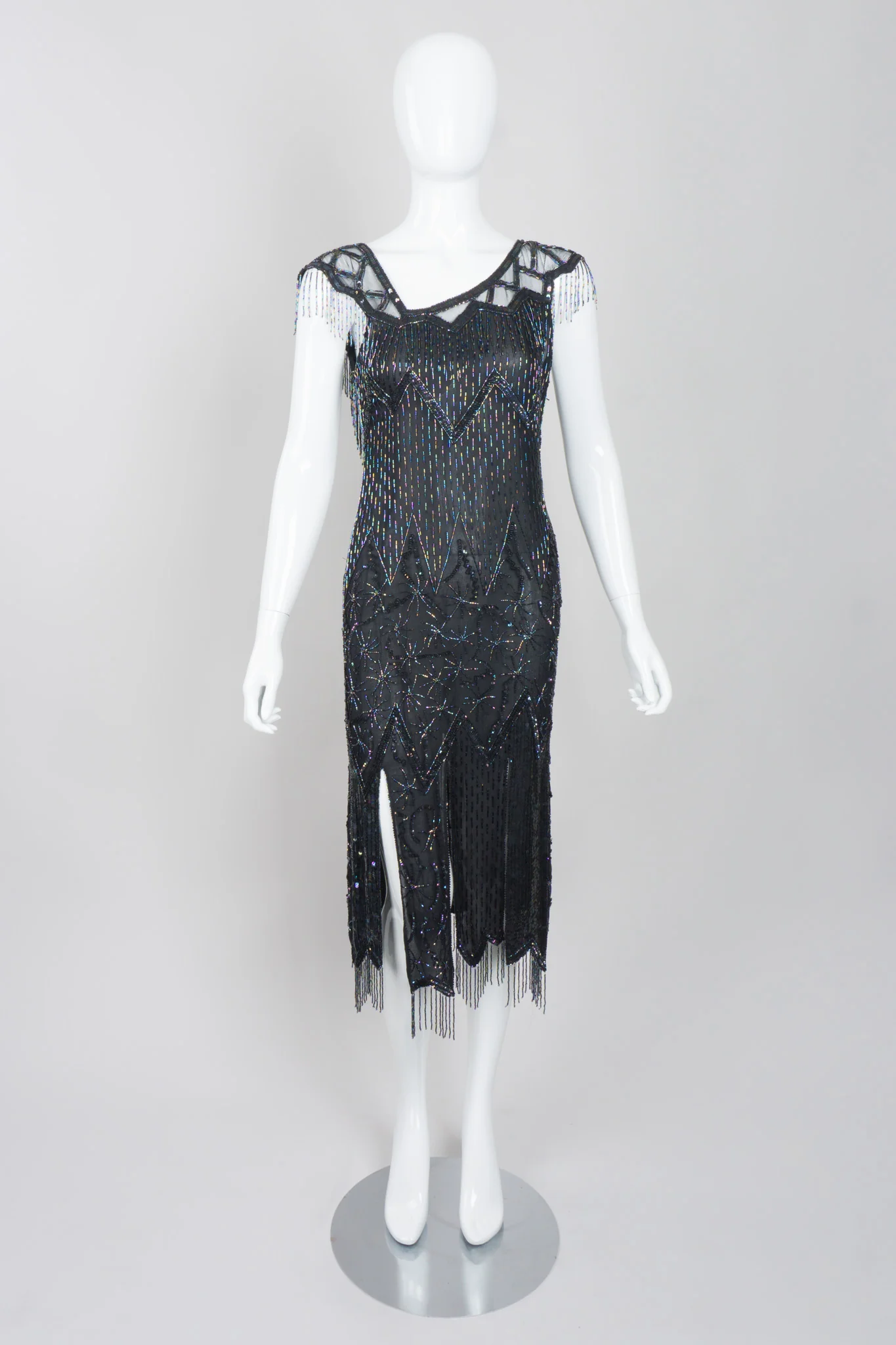 Asymmetrical Beaded Fringe Dress - Image 2