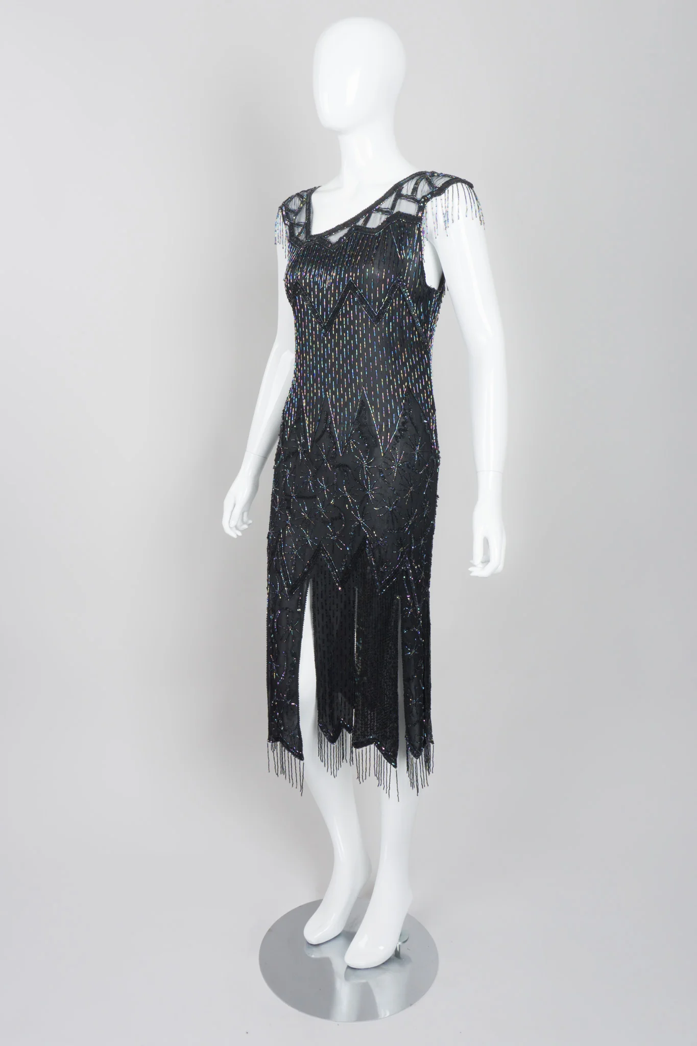 Asymmetrical Beaded Fringe Dress - Image 3