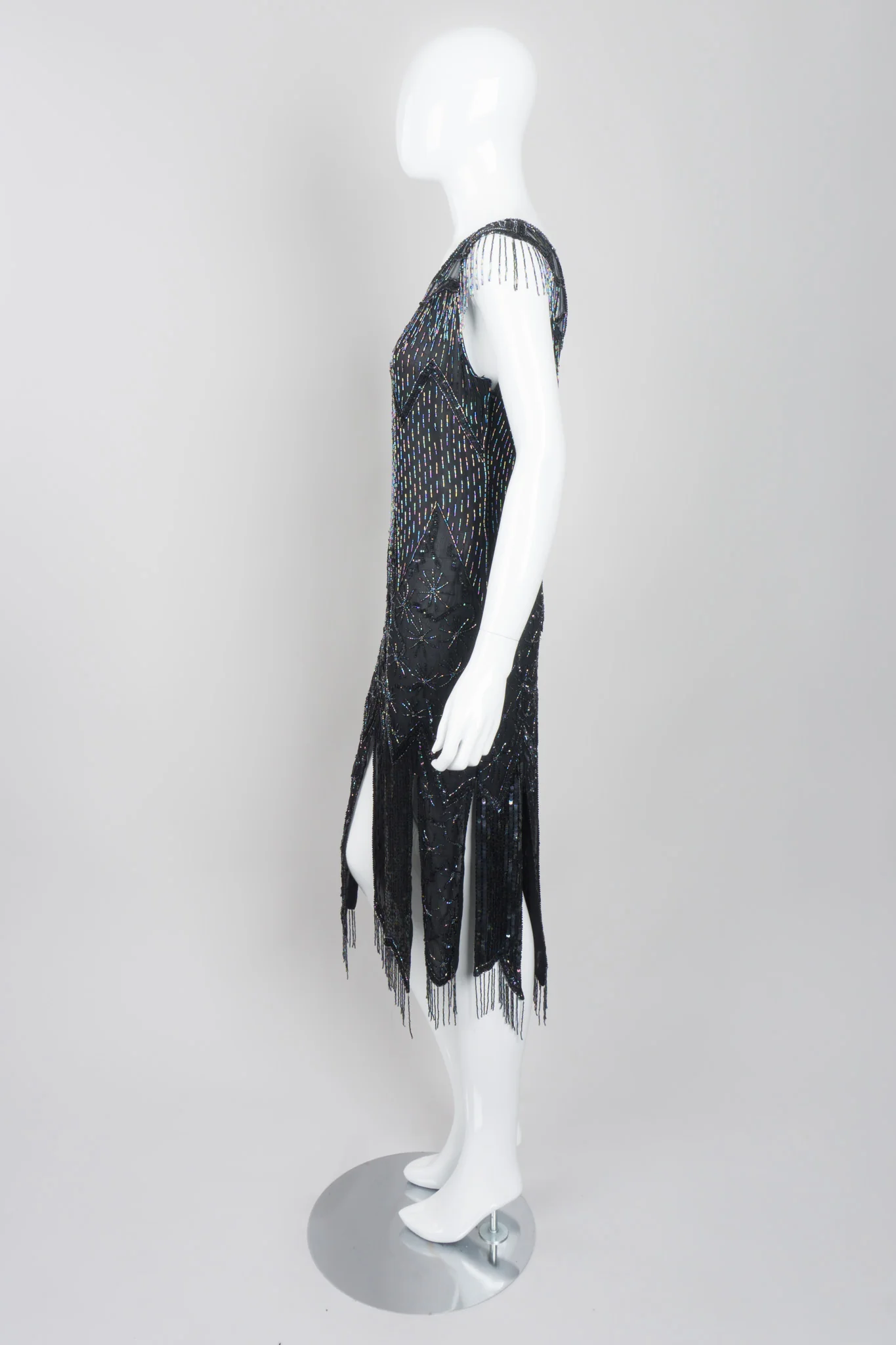 Asymmetrical Beaded Fringe Dress - Image 4