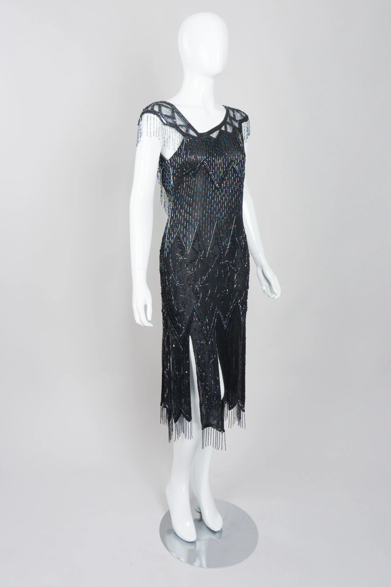 Asymmetrical Beaded Fringe Dress - Image 9