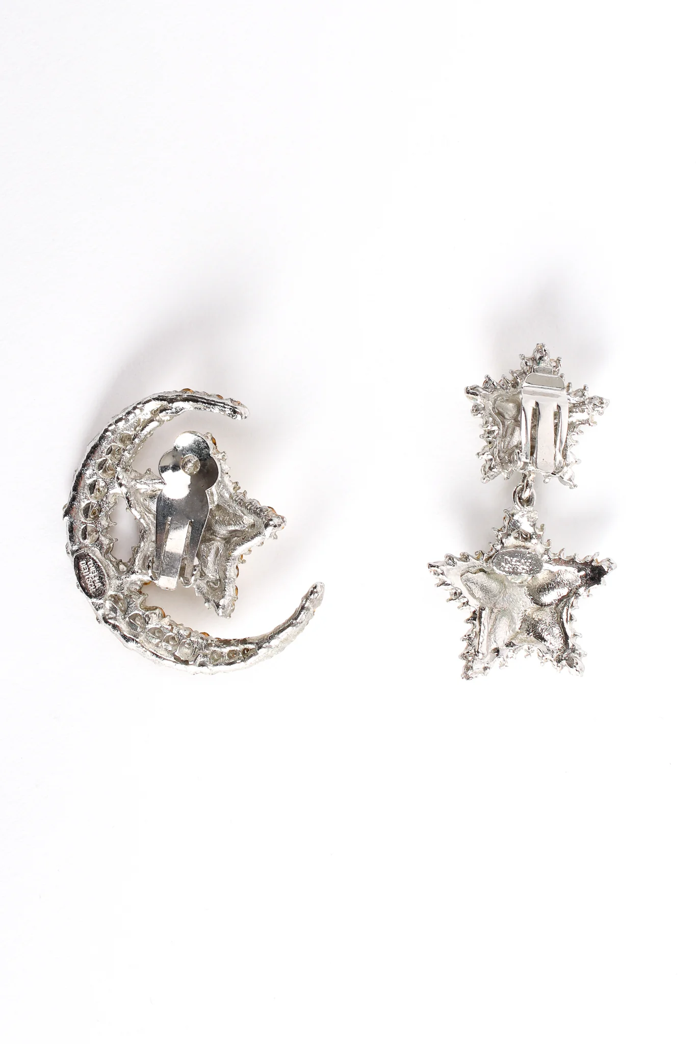 Asymmetrical Crystal Moon & Star Earrings - Image 9