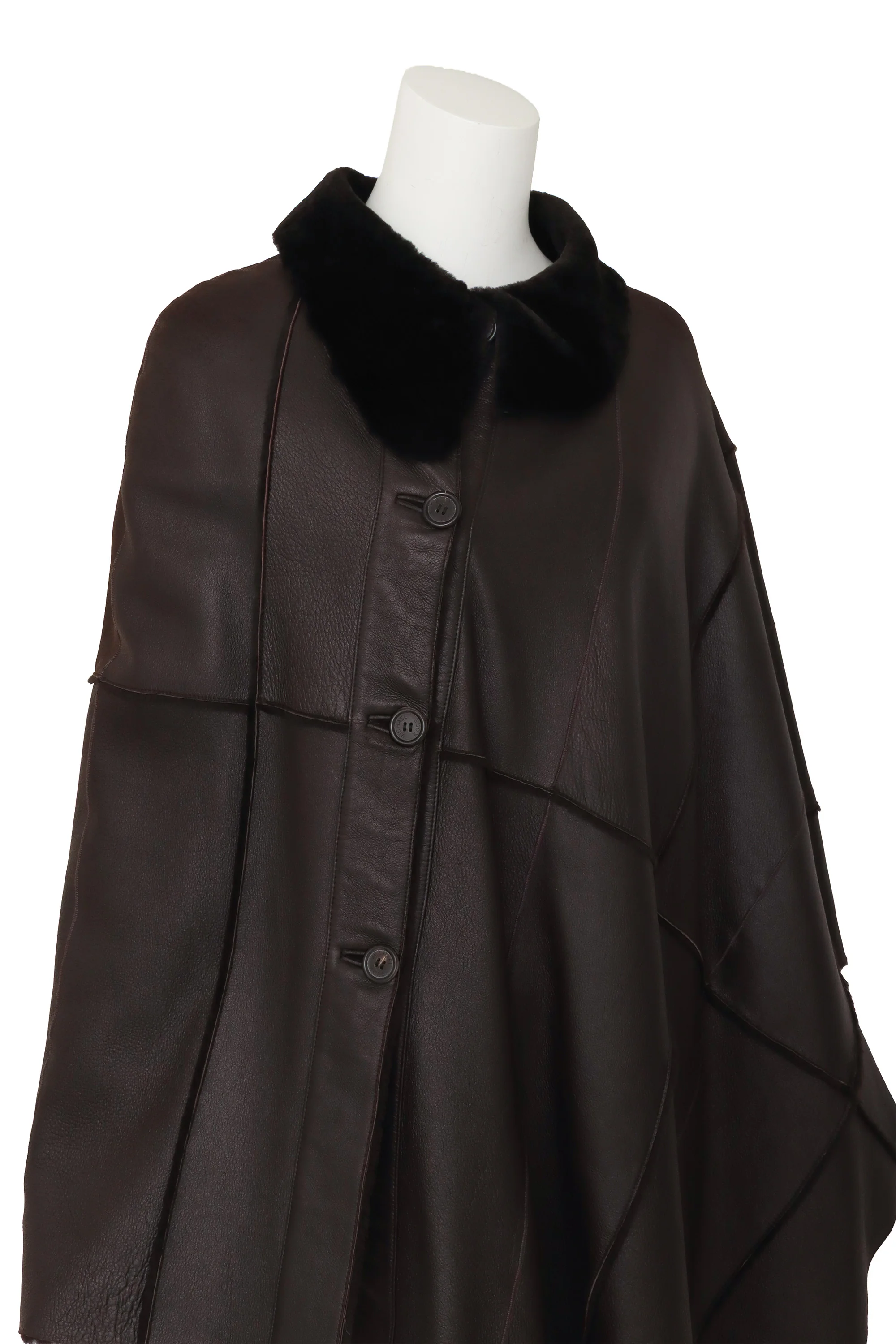 Asymmetrical Leather Poncho - Image 2