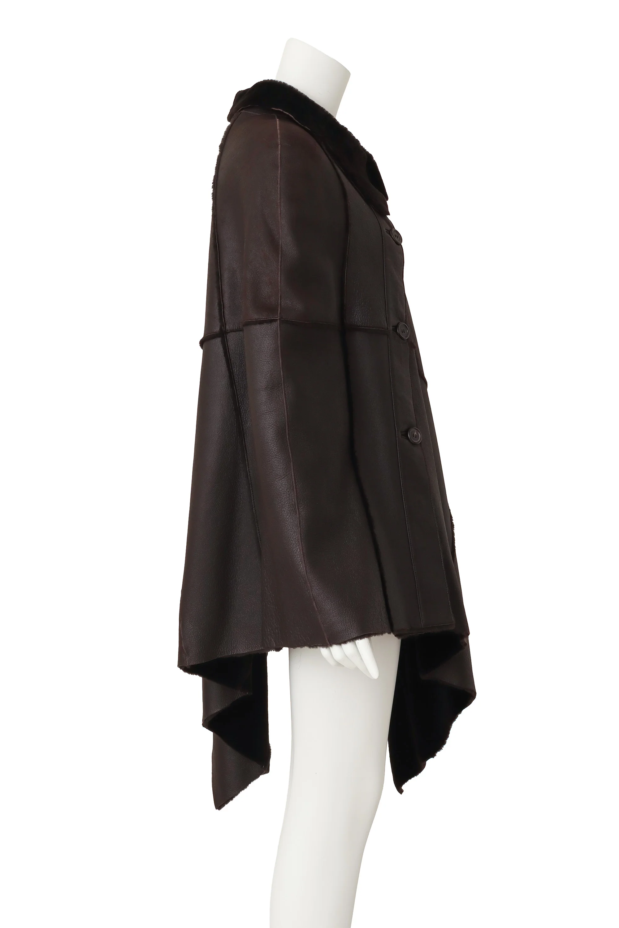 Asymmetrical Leather Poncho - Image 3