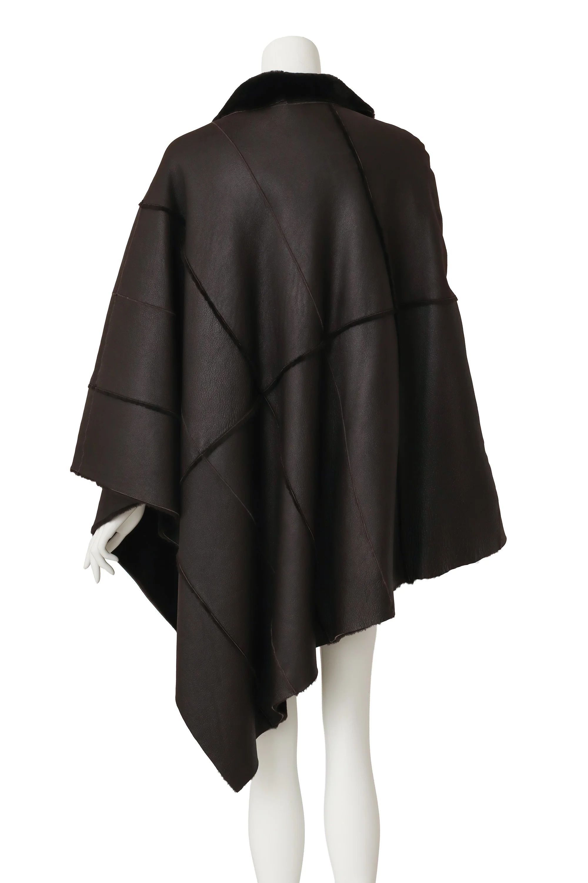 Asymmetrical Leather Poncho - Image 4