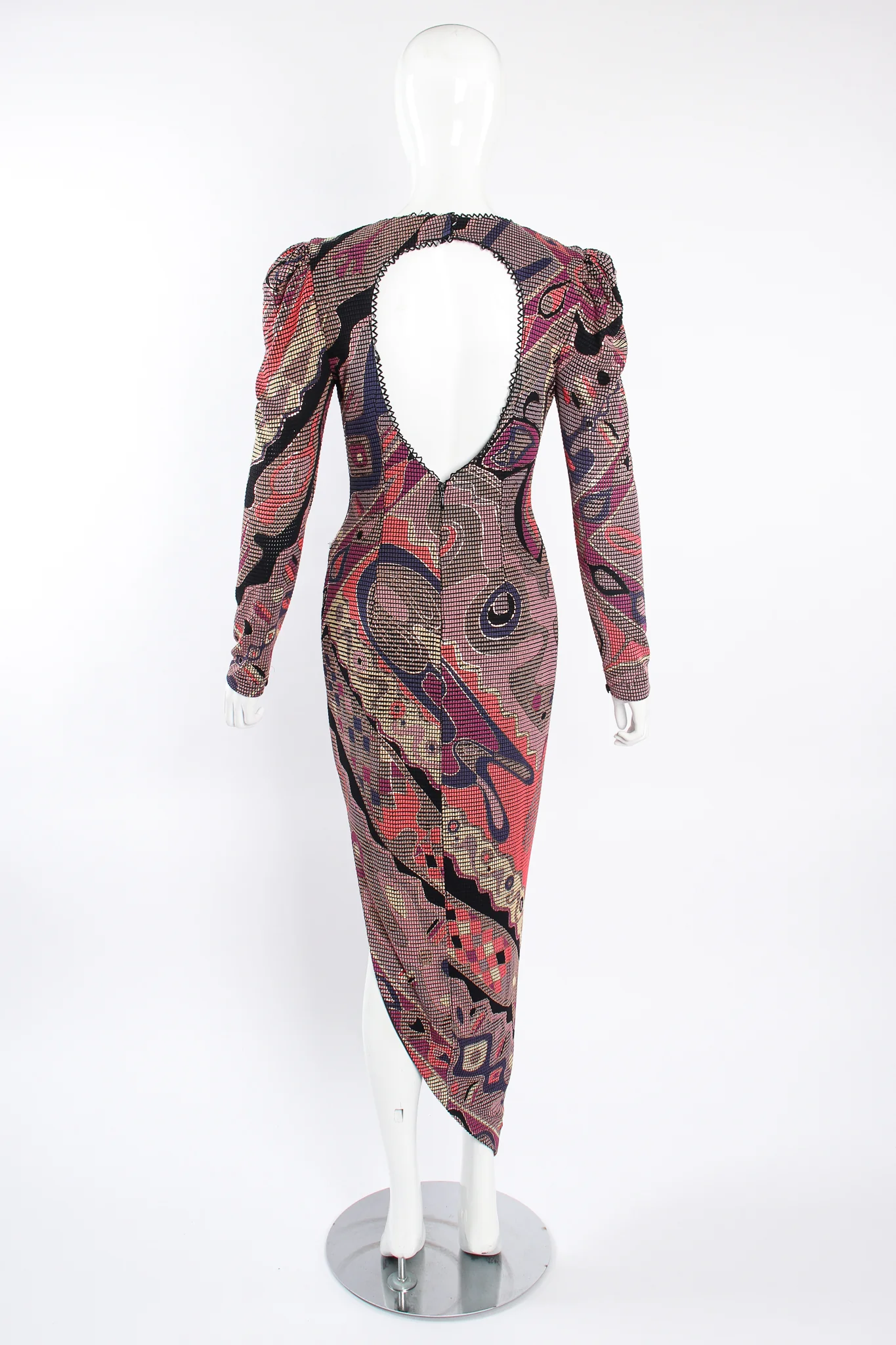 Asymmetrical Mosaic Mesh Cutout Dress - Image 11