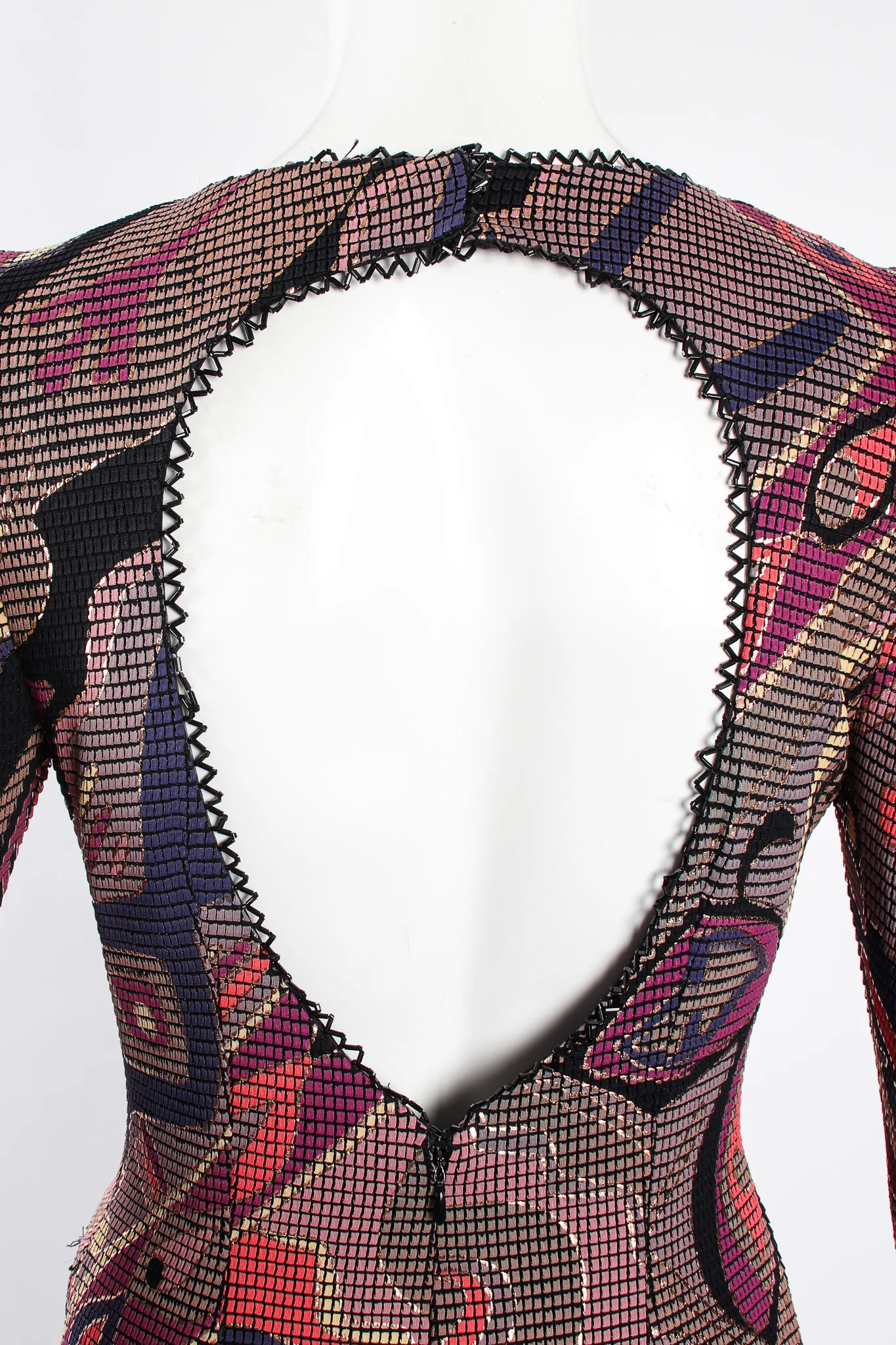 Asymmetrical Mosaic Mesh Cutout Dress - Image 12
