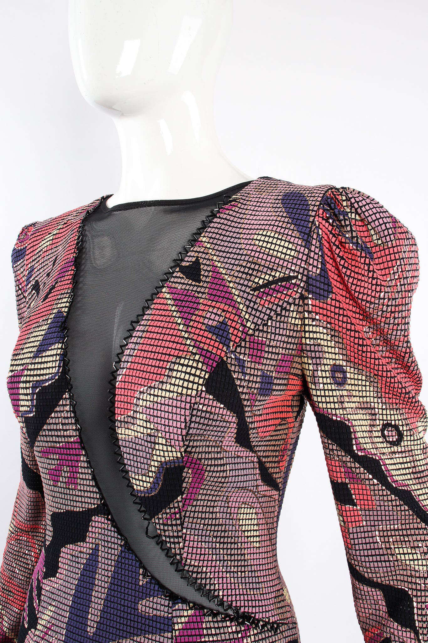 Asymmetrical Mosaic Mesh Cutout Dress - Image 5