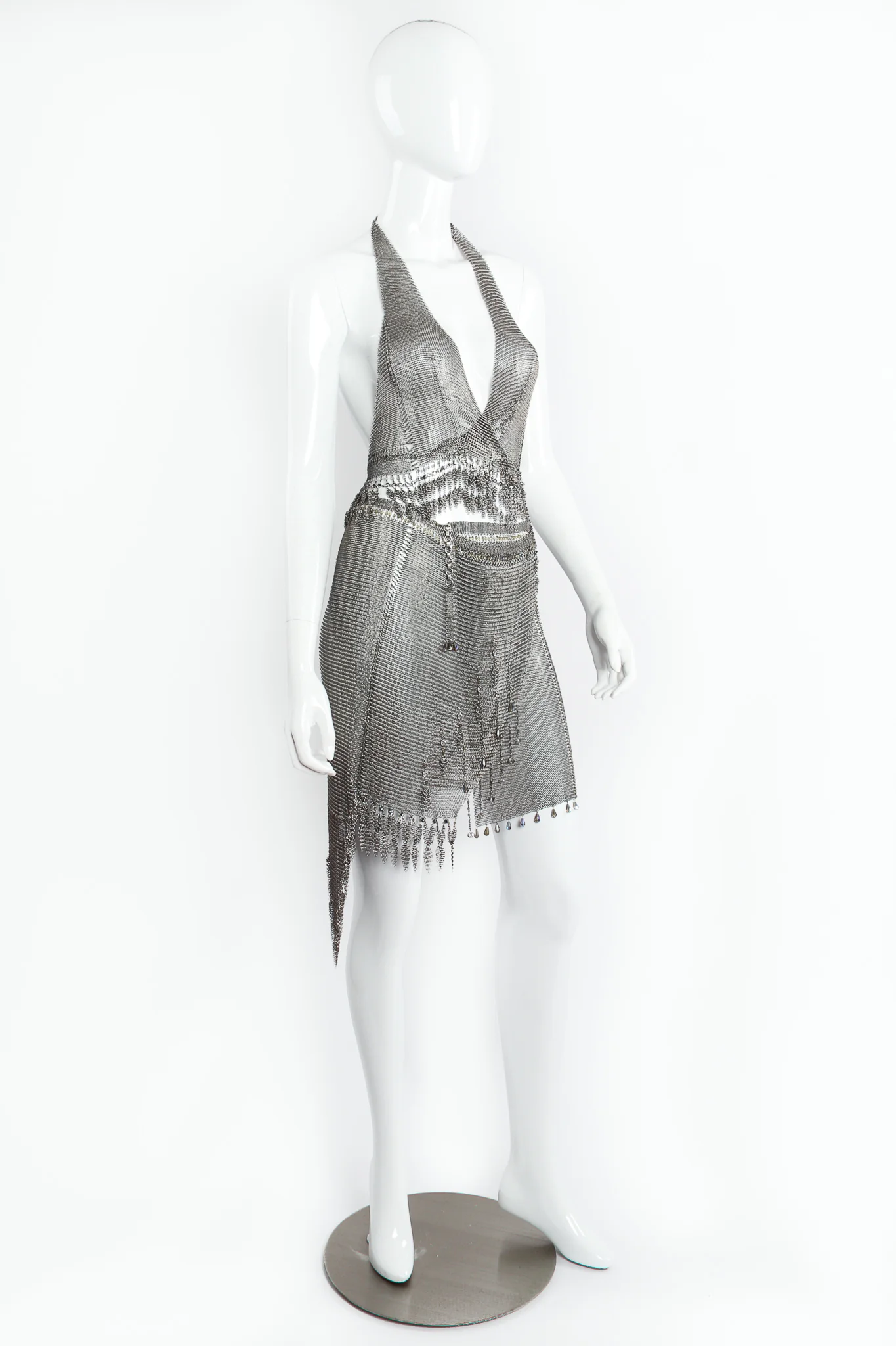 Asymmetrical Pewter Ring Mesh Wrap Skirt - Image 2